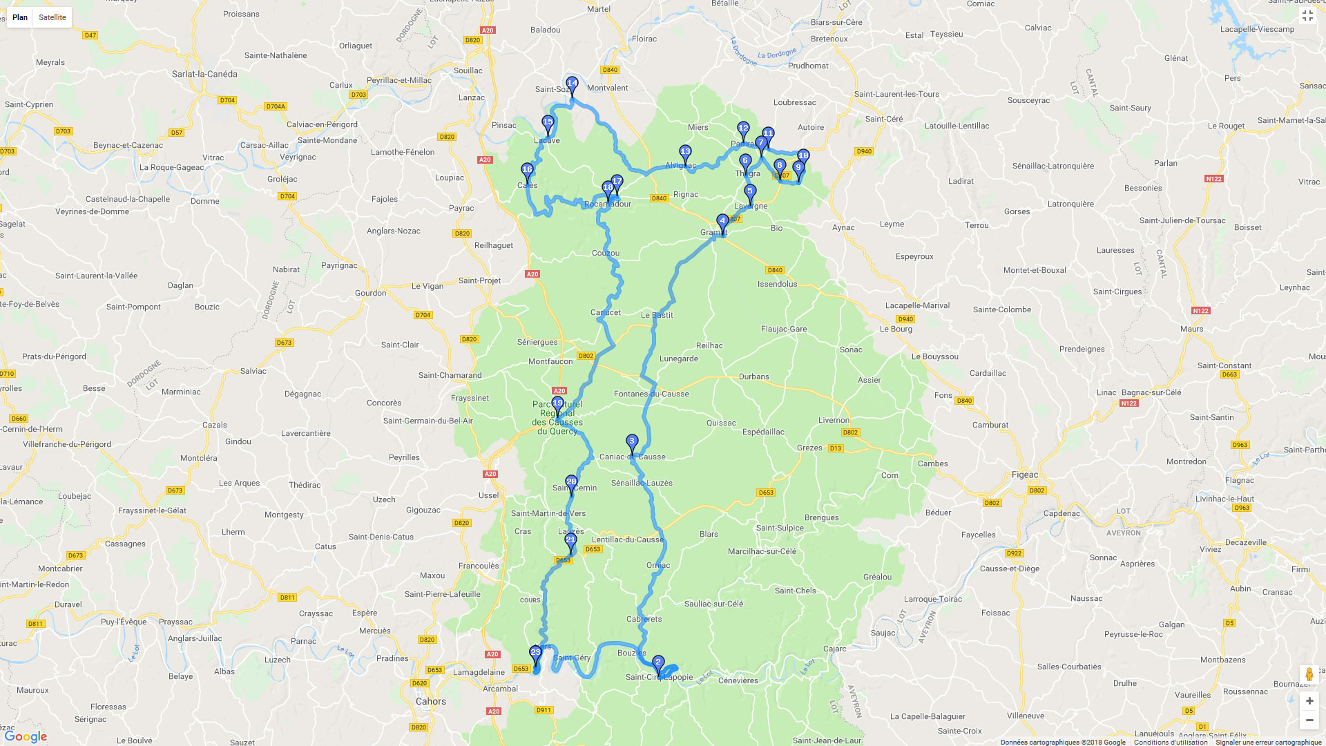 Pour zoomer sur la carte et avoir plus de détails, connectez-vous ! Carte roadbook Circuit des merveilles