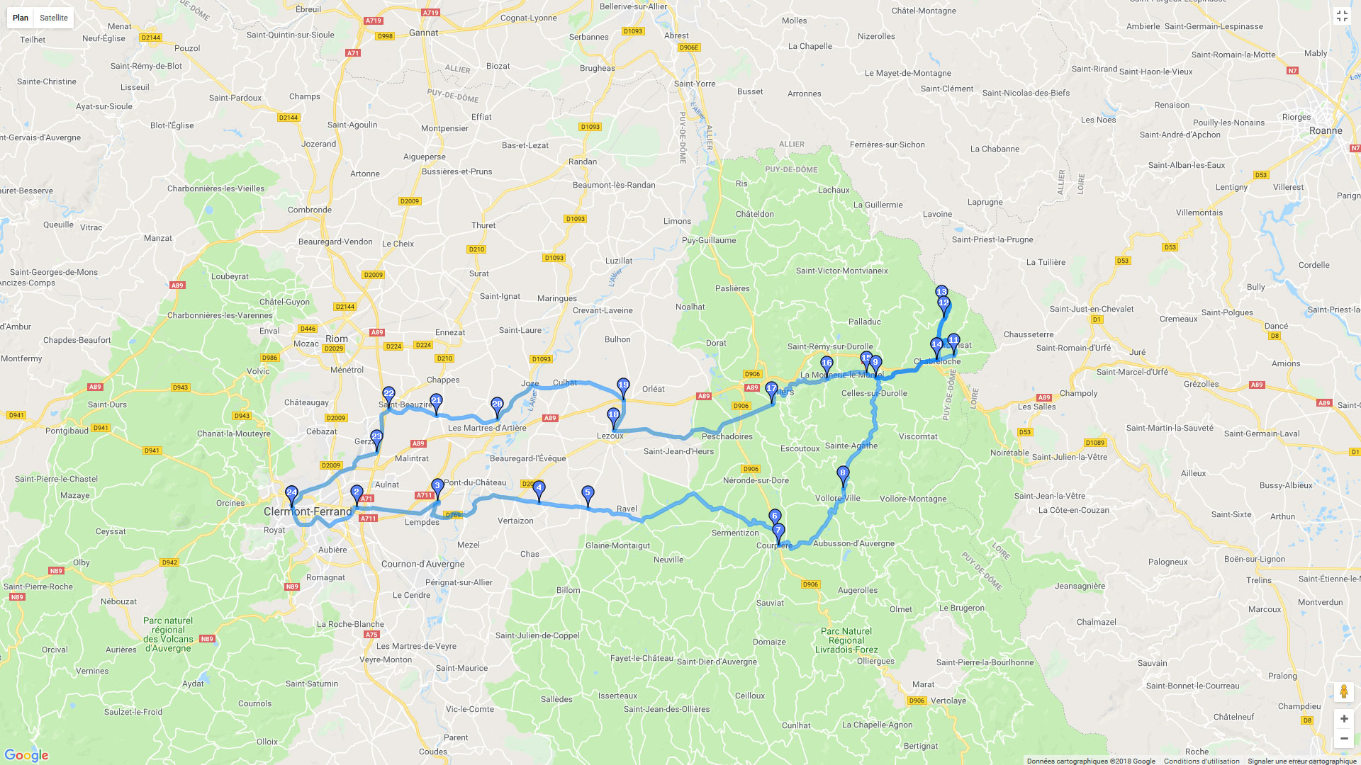 Pour zoomer sur la carte et avoir plus de détails, connectez-vous ! Carte roadbook De Clermont à la Pierre Ginich