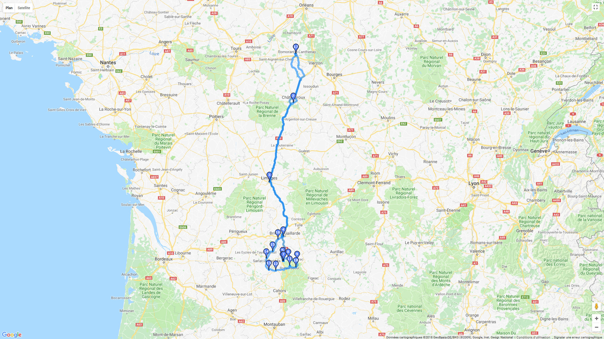 Pour zoomer sur la carte et avoir plus de détails, connectez-vous ! Carte roadbook Balade Périgord Dordogne