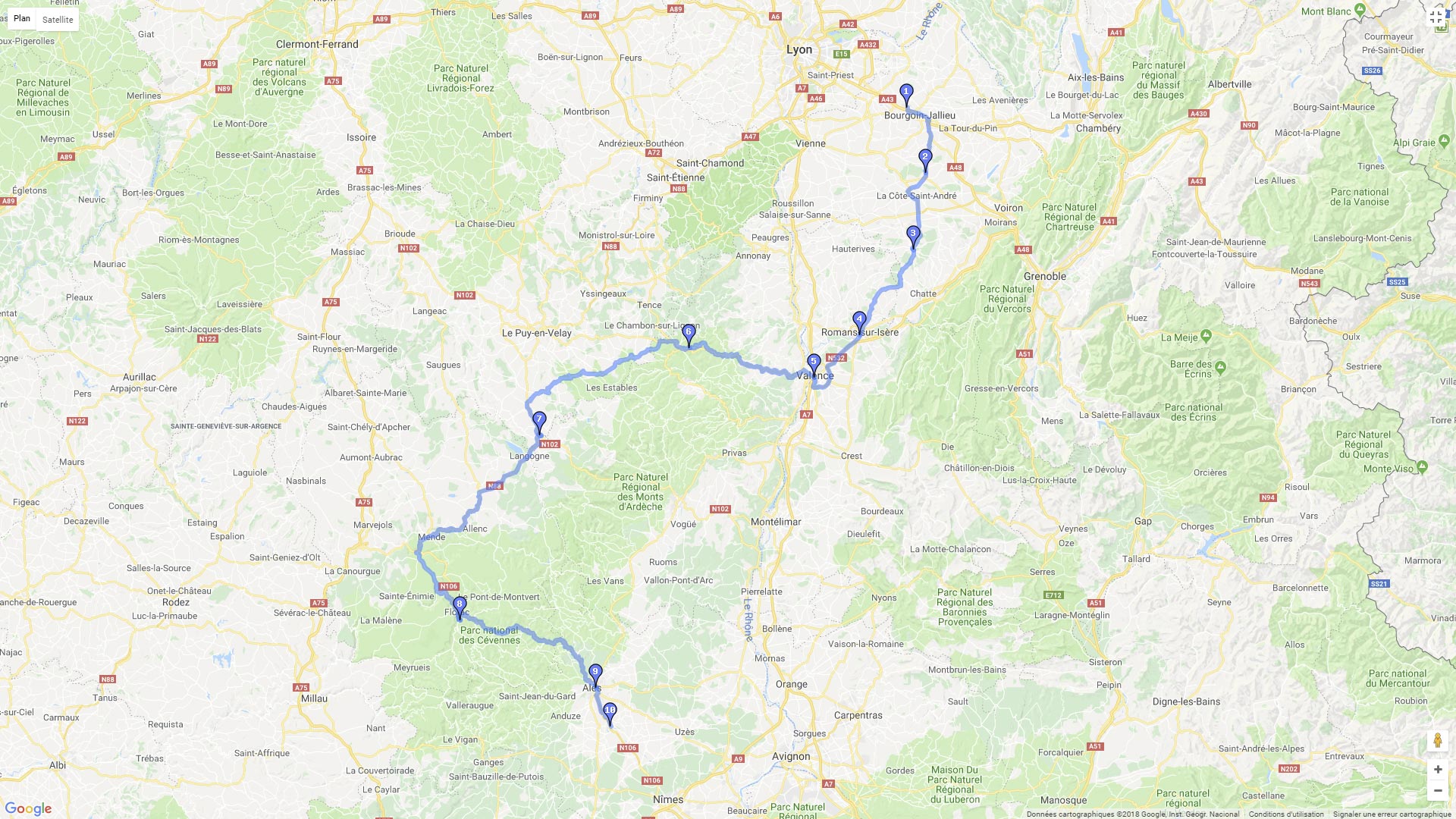 Pour zoomer sur la carte et avoir plus de détails, connectez-vous ! Carte roadbook Au sud de lyon