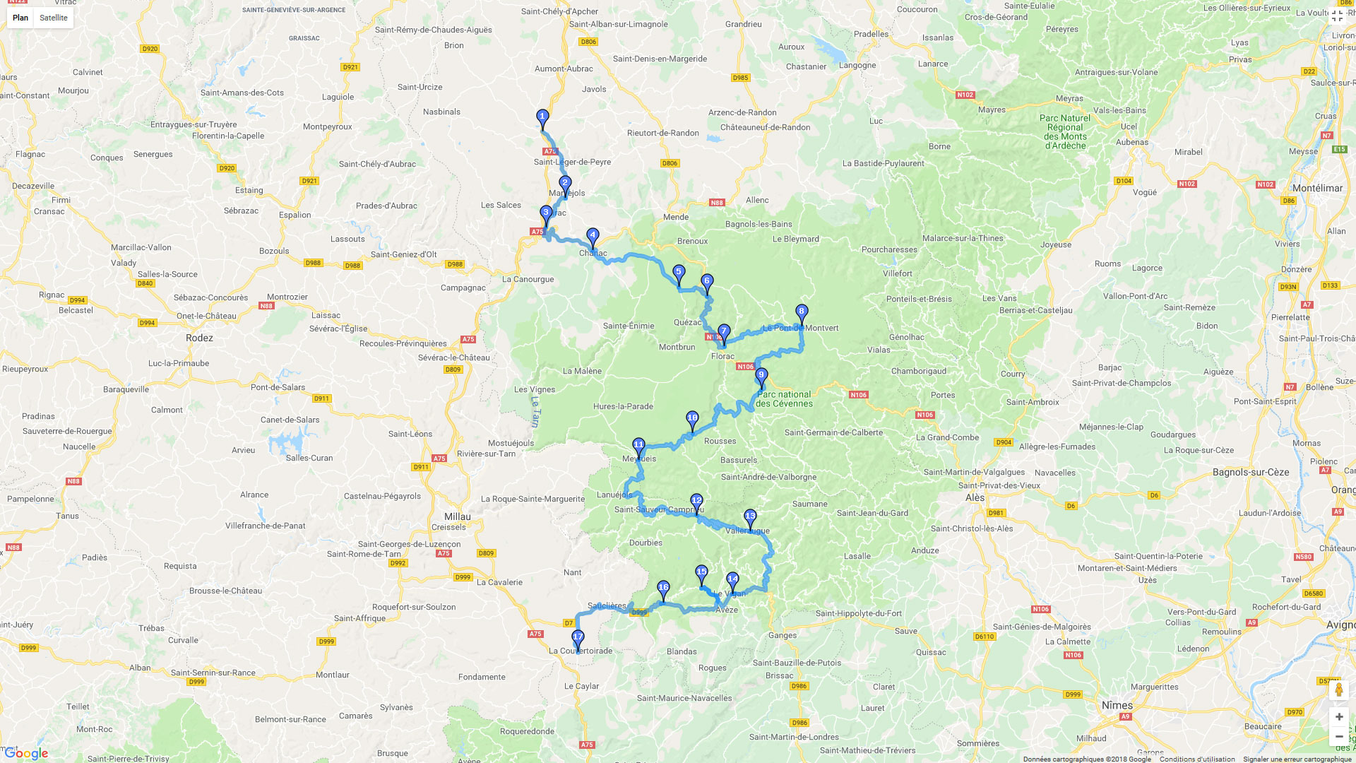 Pour zoomer sur la carte et avoir plus de détails, connectez-vous ! Carte roadbook Du Buisson à La Couvertoirade
