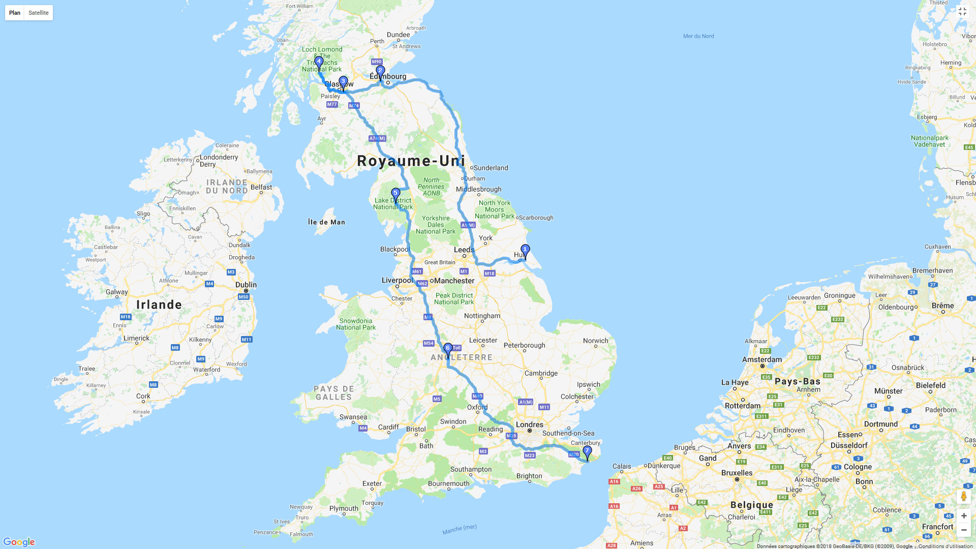 Pour zoomer sur la carte et avoir plus de détails, connectez-vous ! Carte roadbook Tour d'Ecosse