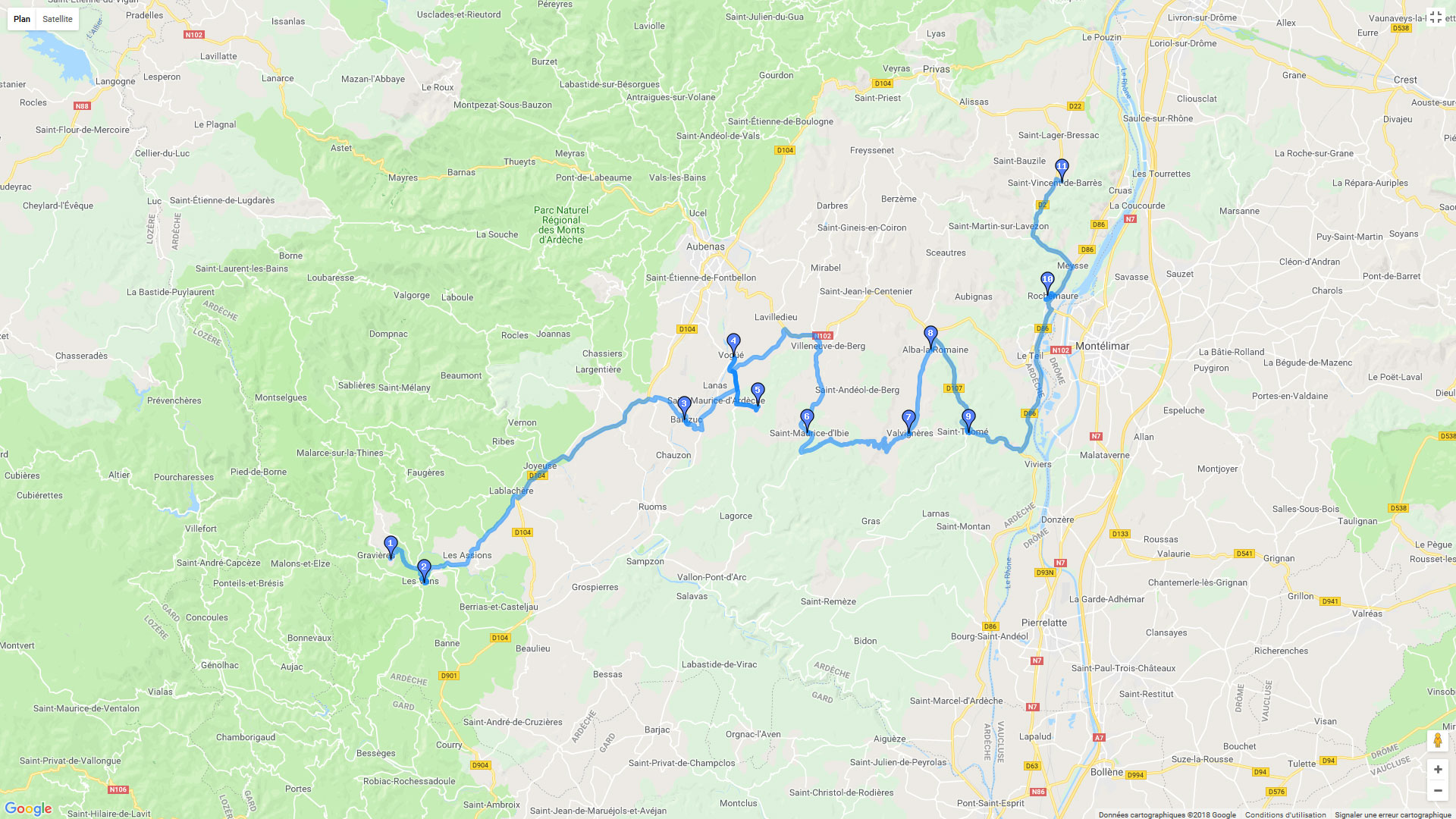 Pour zoomer sur la carte et avoir plus de détails, connectez-vous ! Carte roadbook Entre Cévennes et Ardèche - Jour 4