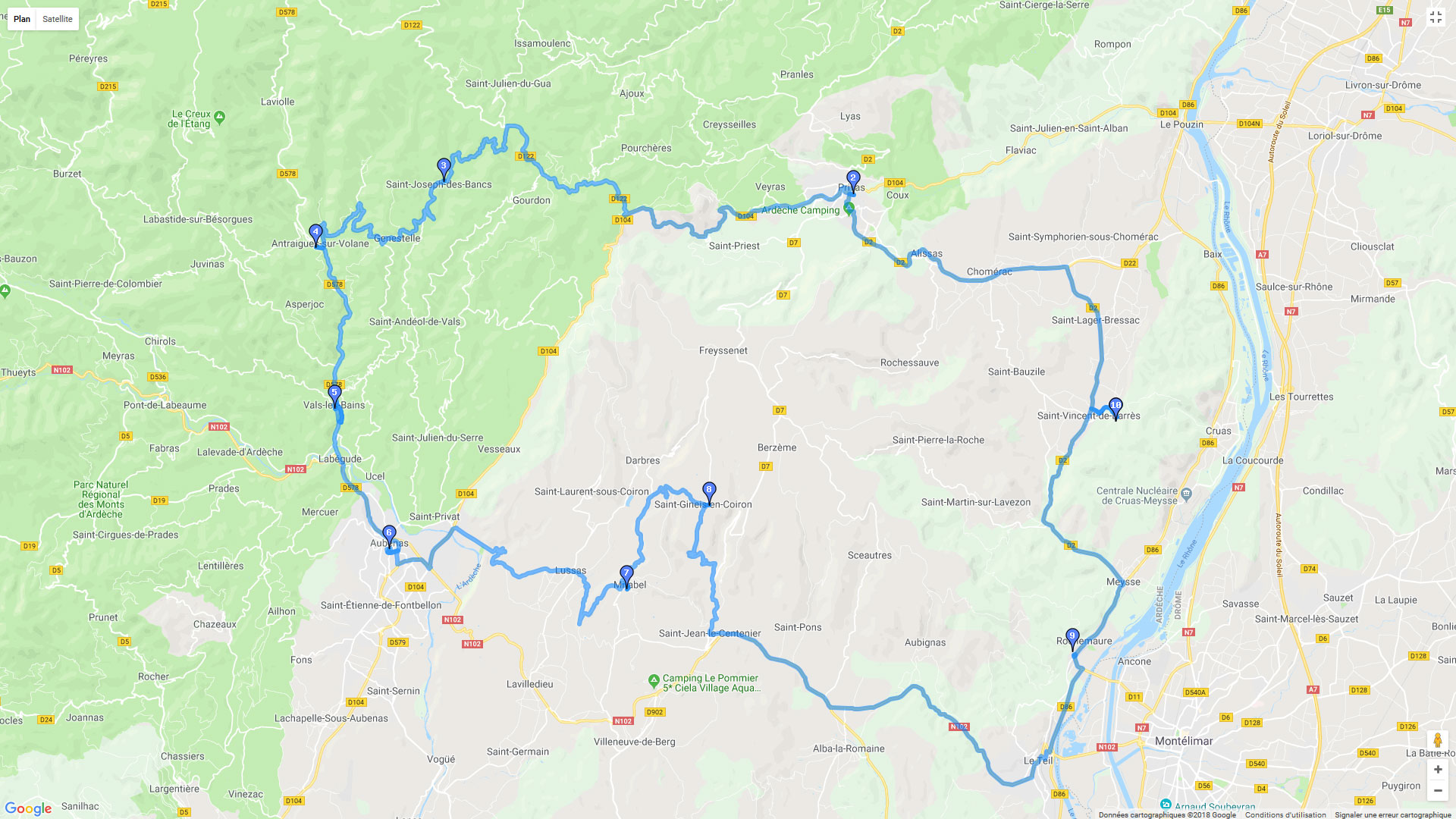 Pour zoomer sur la carte et avoir plus de détails, connectez-vous ! Carte roadbook Entre Cévennes et Ardèche - Jour 5