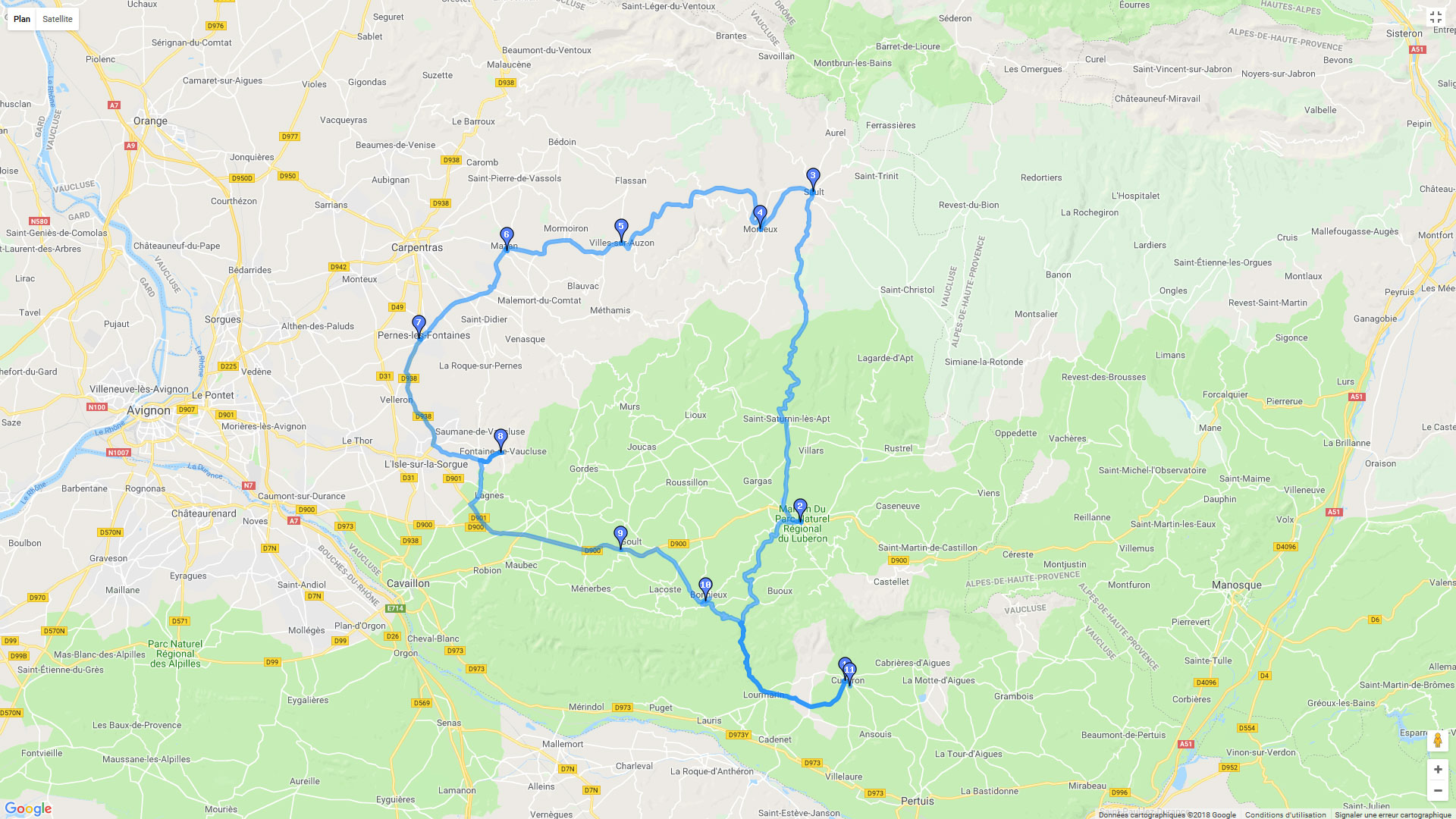 Pour zoomer sur la carte et avoir plus de détails, connectez-vous ! Carte roadbook Itinéraire 14 : Gorges de la Nesque