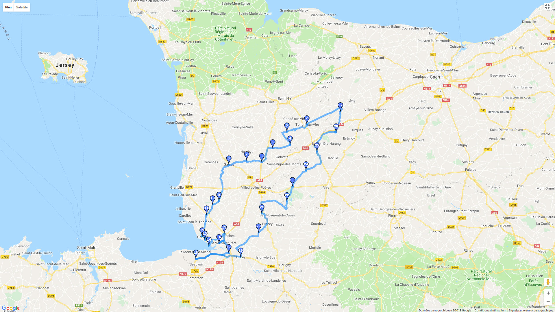 Pour zoomer sur la carte et avoir plus de détails, connectez-vous ! Carte roadbook Sept Vents - Le Mont Saint-Michel