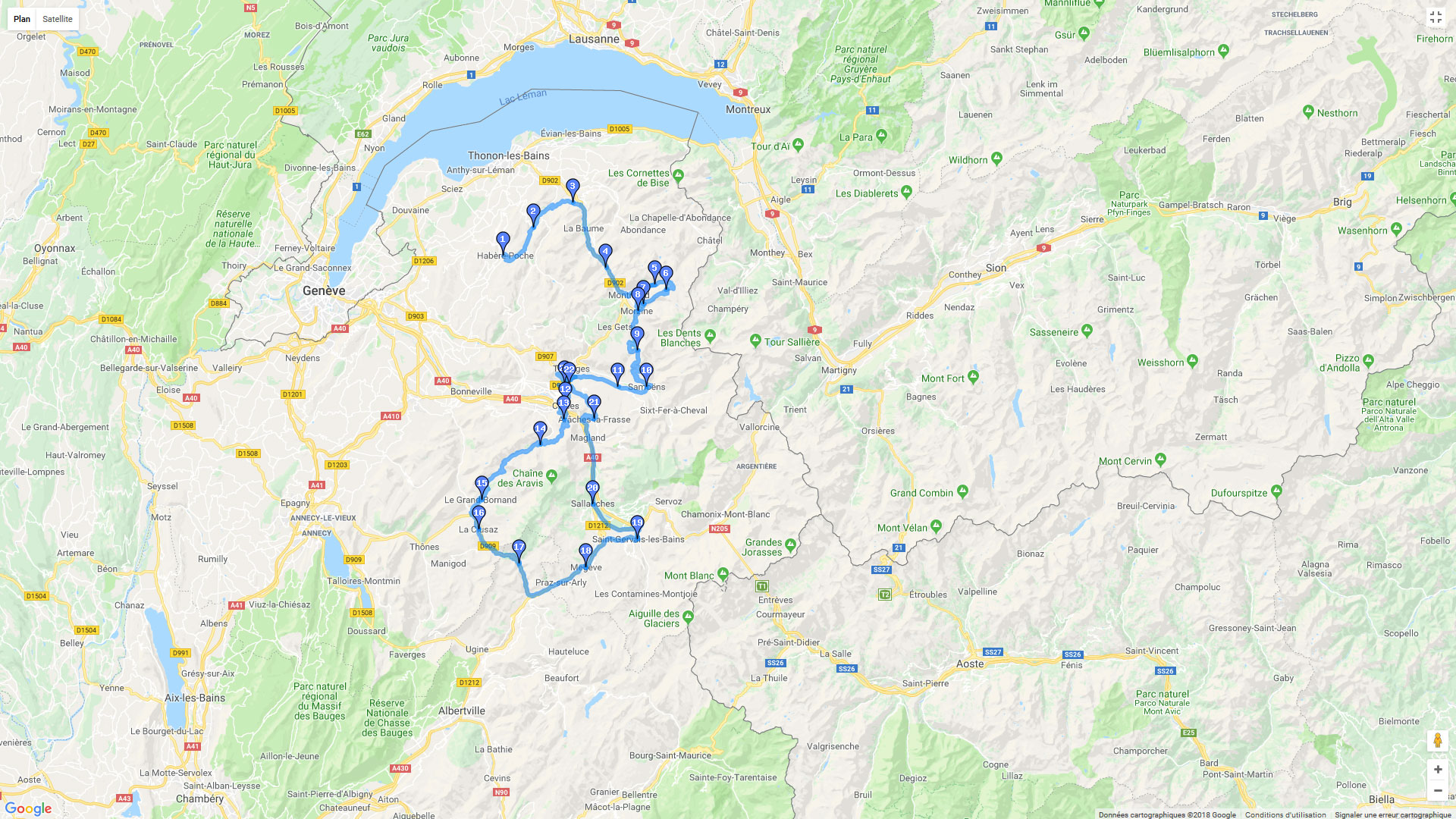 Pour zoomer sur la carte et avoir plus de détails, connectez-vous ! Carte roadbook Balade de Haute Savoie