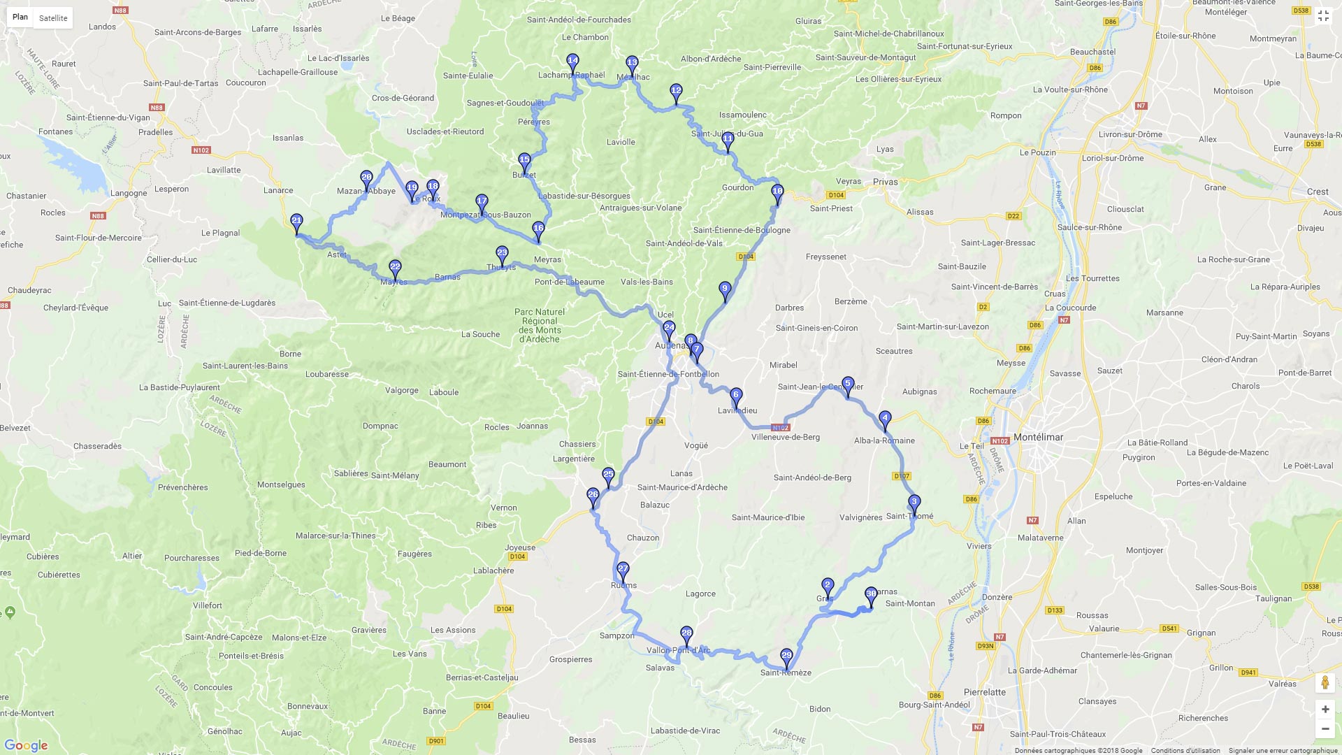Pour zoomer sur la carte et avoir plus de détails, connectez-vous ! Carte roadbook Les routes de rallye de la montagne ardèchoise