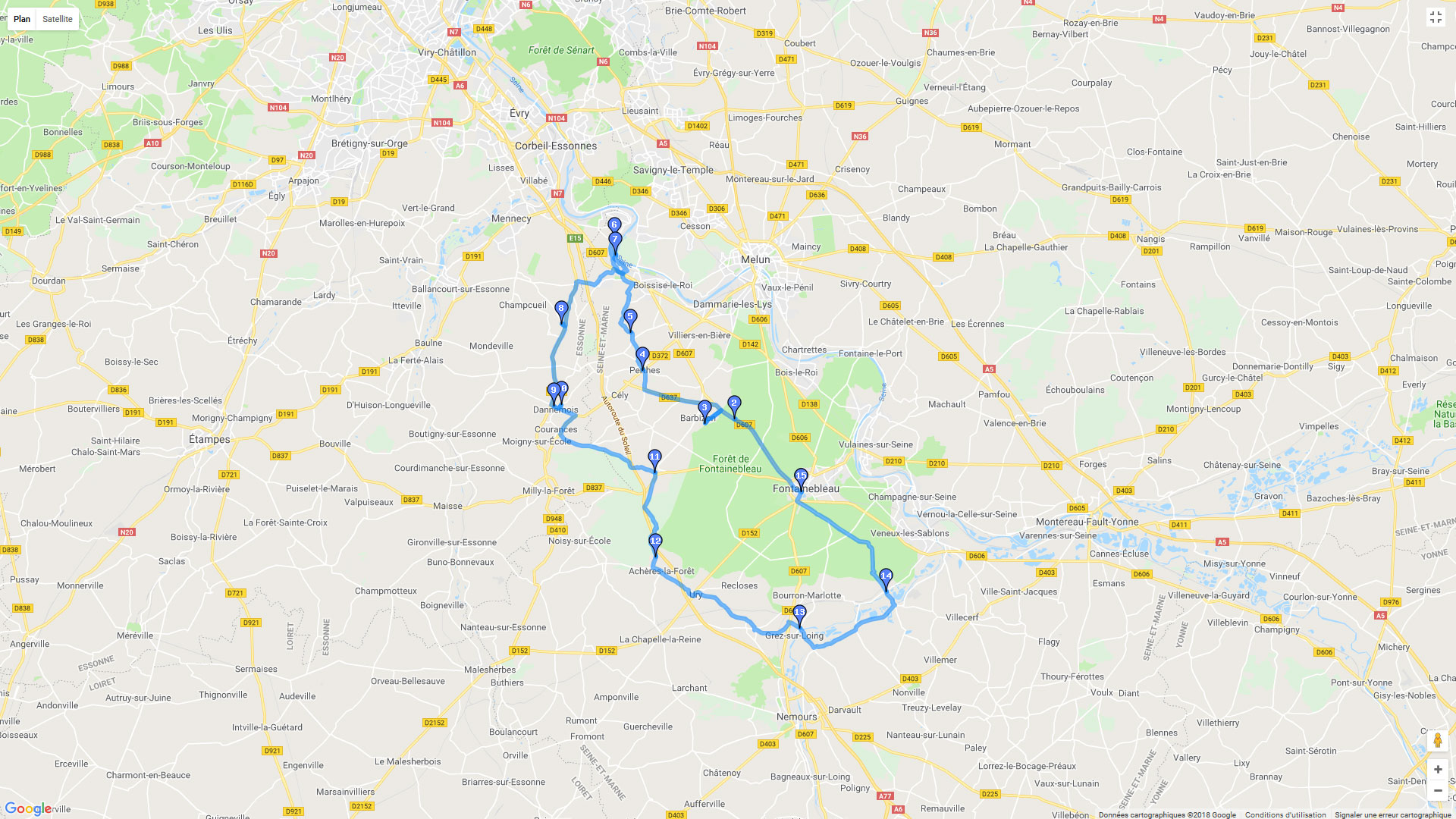 Pour zoomer sur la carte et avoir plus de détails, connectez-vous ! Carte roadbook Balade sud-francilienne
