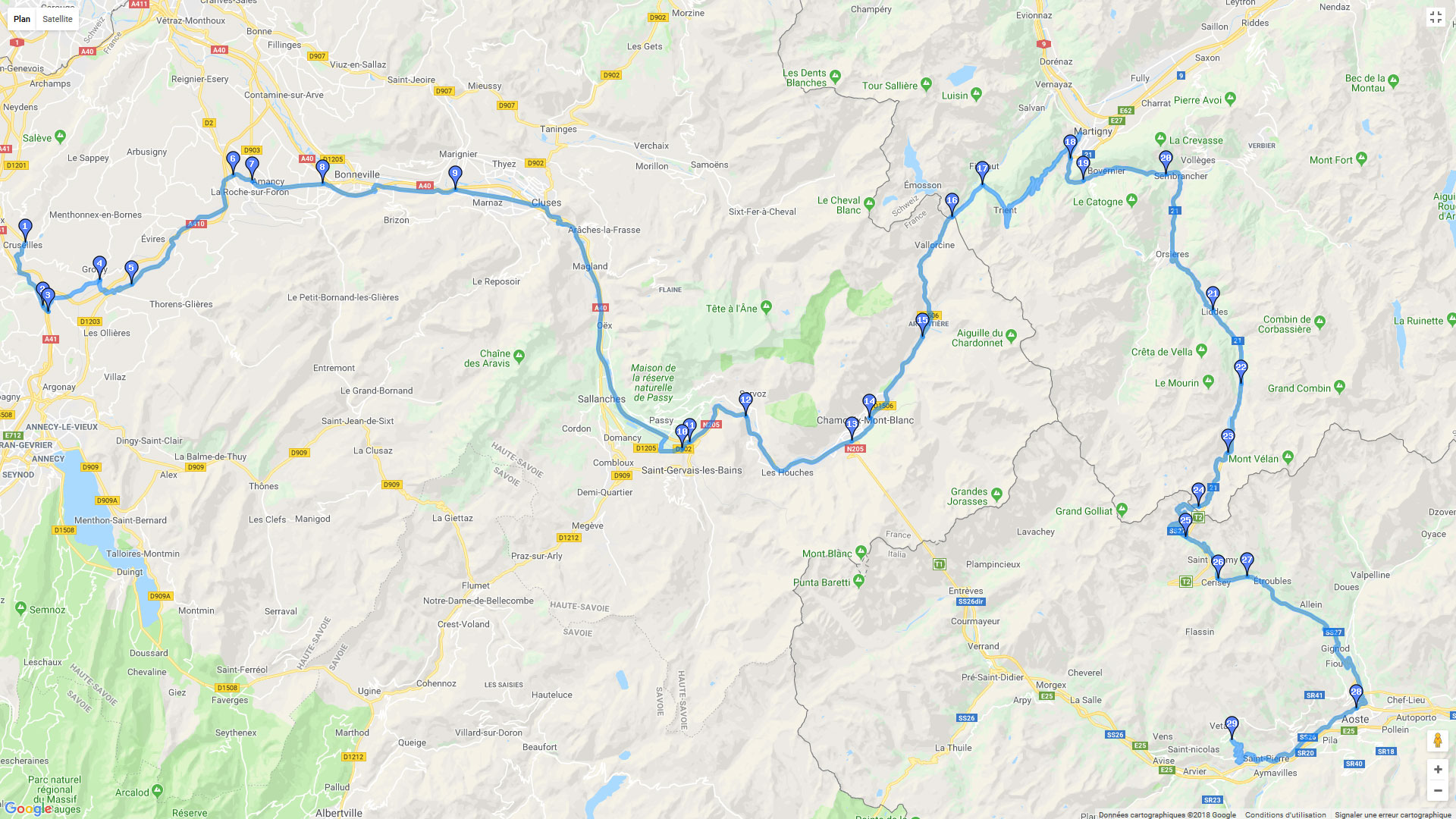 Pour zoomer sur la carte et avoir plus de détails, connectez-vous ! Carte roadbook Col du Grand St-Bernard