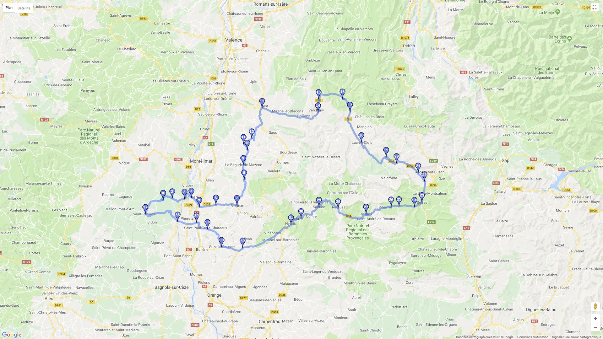 Pour zoomer sur la carte et avoir plus de détails, connectez-vous ! Carte roadbook Course au trésor en Drôme Provençale