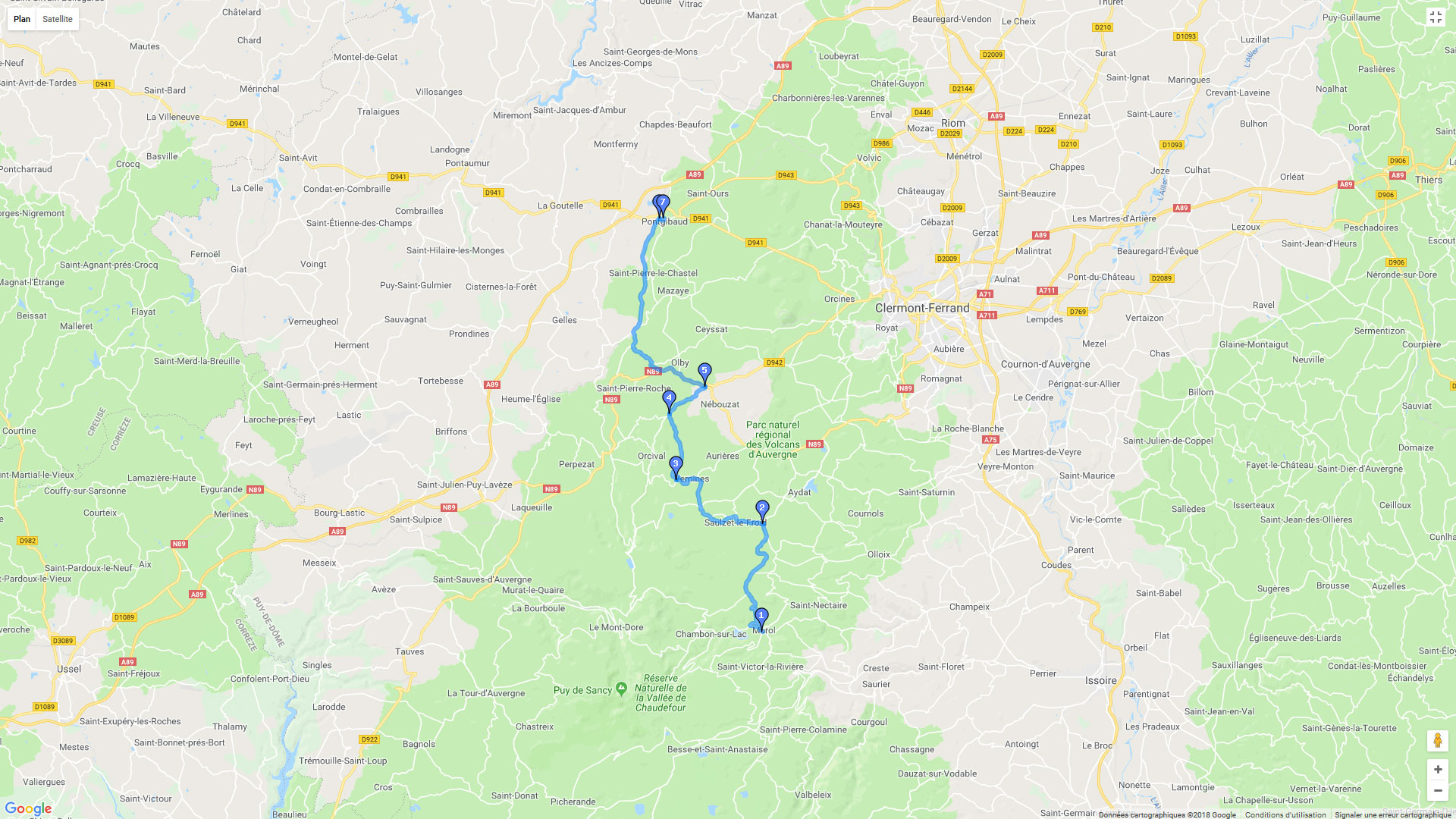 Pour zoomer sur la carte et avoir plus de détails, connectez-vous ! Carte roadbook De Murol à Pontgibaud