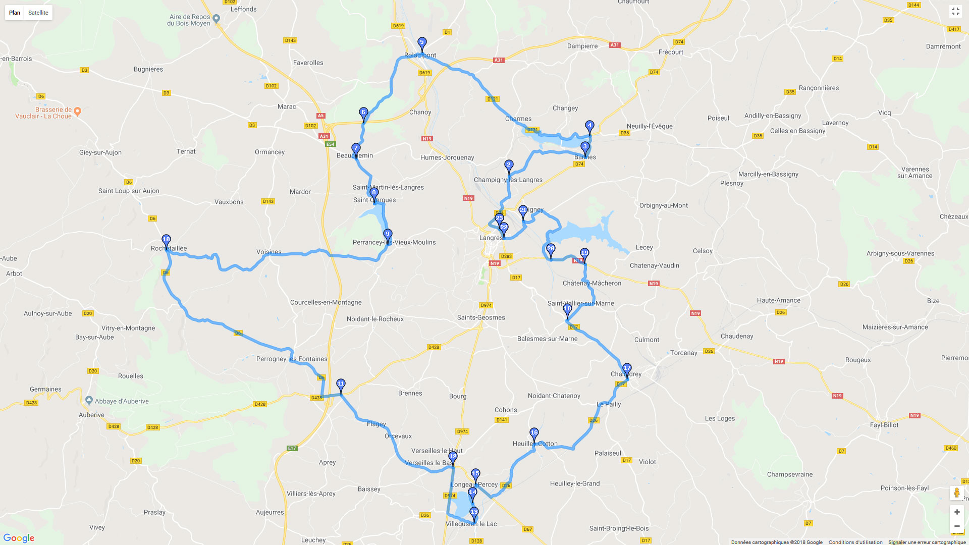 Pour zoomer sur la carte et avoir plus de détails, connectez-vous ! Carte roadbook Les 4 lacs