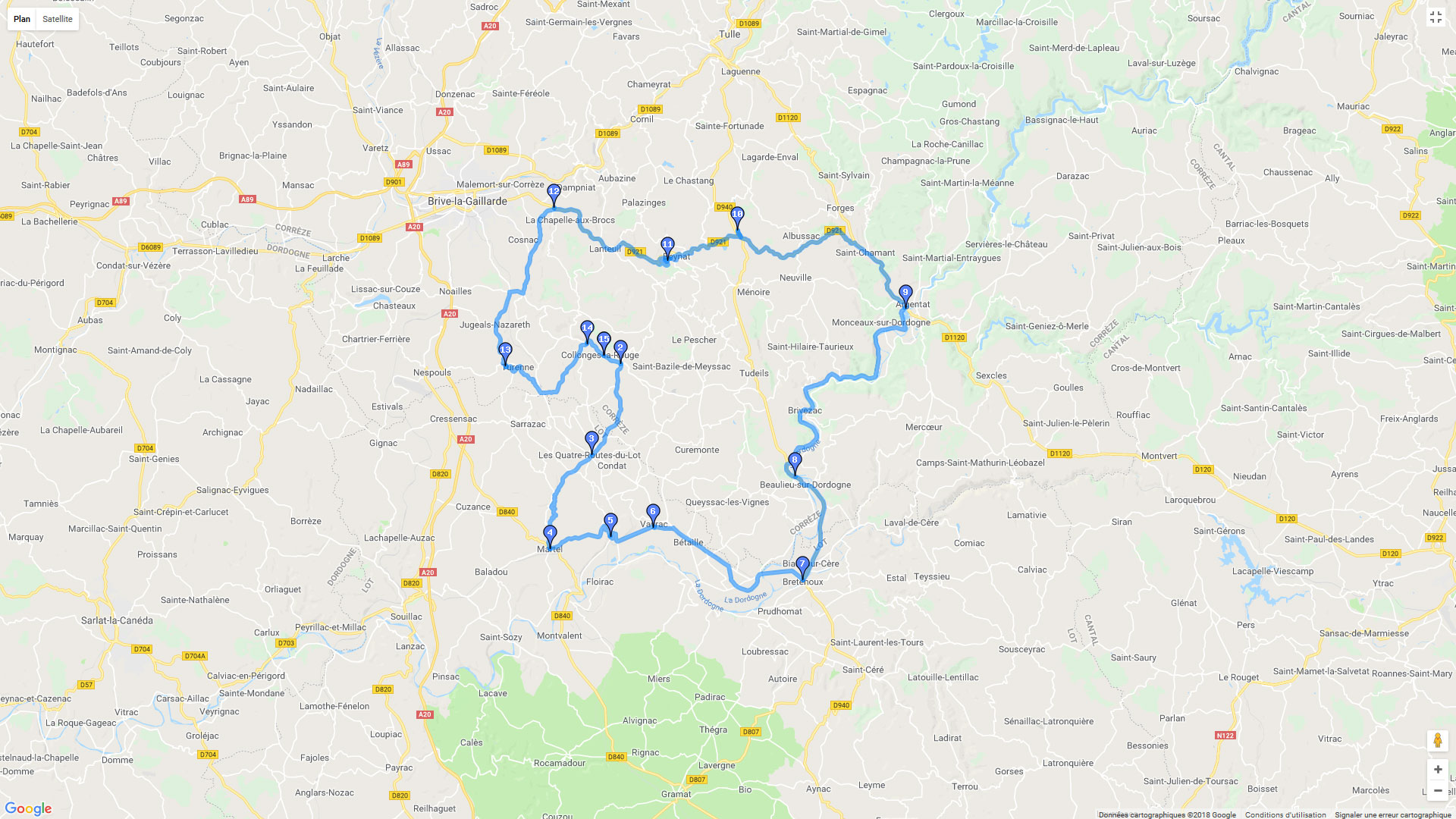 Pour zoomer sur la carte et avoir plus de détails, connectez-vous ! Carte roadbook Collonges road