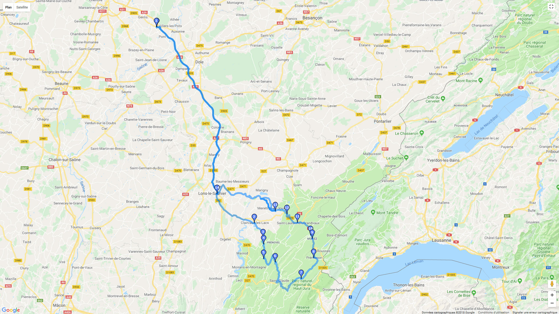 Pour zoomer sur la carte et avoir plus de détails, connectez-vous ! Carte roadbook Des fromages aux cascades