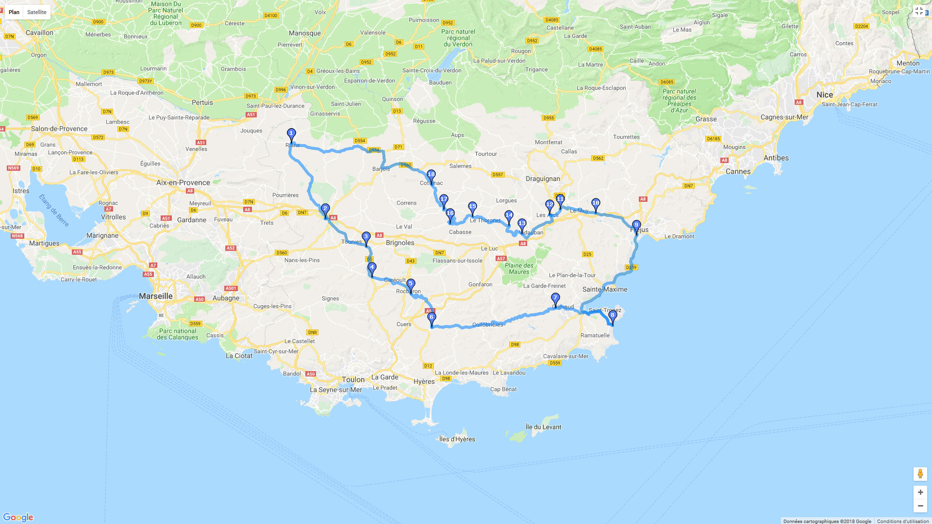 Pour zoomer sur la carte et avoir plus de détails, connectez-vous ! Carte roadbook Viré au bord de mer