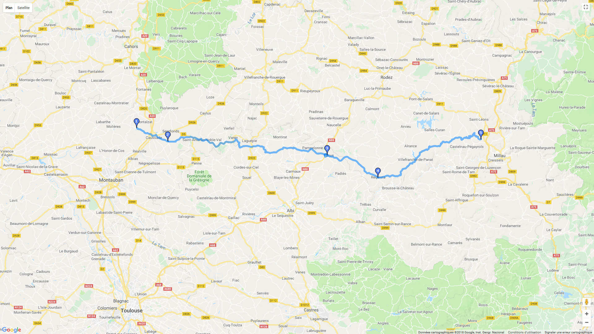 Pour zoomer sur la carte et avoir plus de détails, connectez-vous ! Carte roadbook Vers les Grands Causses