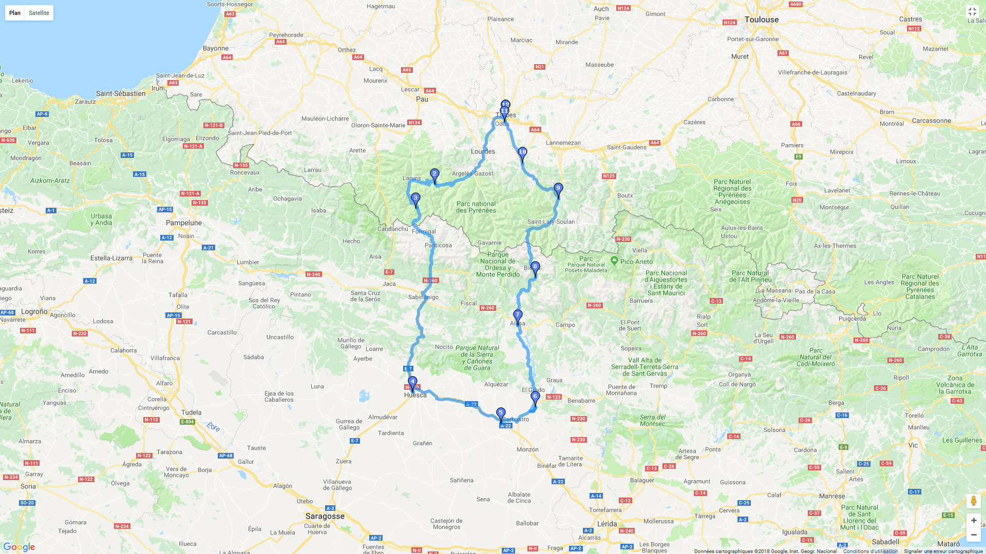 Pour zoomer sur la carte et avoir plus de détails, connectez-vous ! Carte roadbook Sierra de Guara