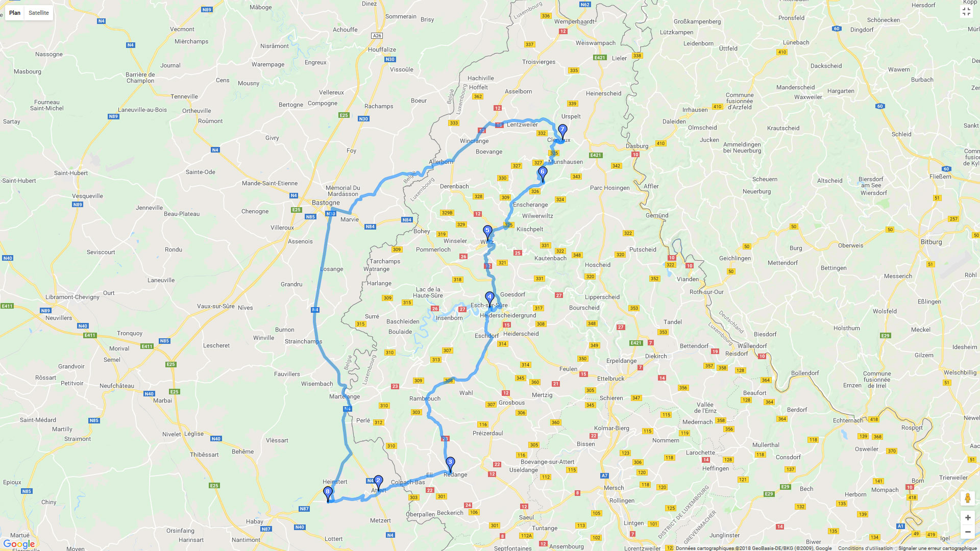 Pour zoomer sur la carte et avoir plus de détails, connectez-vous ! Carte roadbook Clervaux
