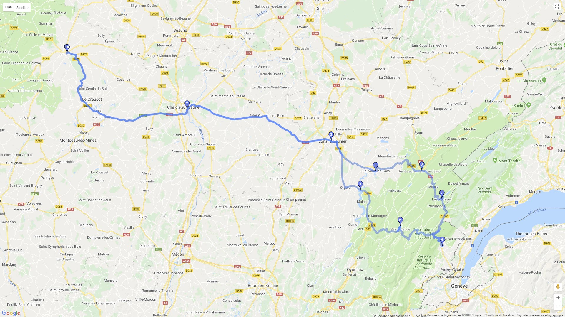Pour zoomer sur la carte et avoir plus de détails, connectez-vous ! Carte roadbook Au coeur du Jura