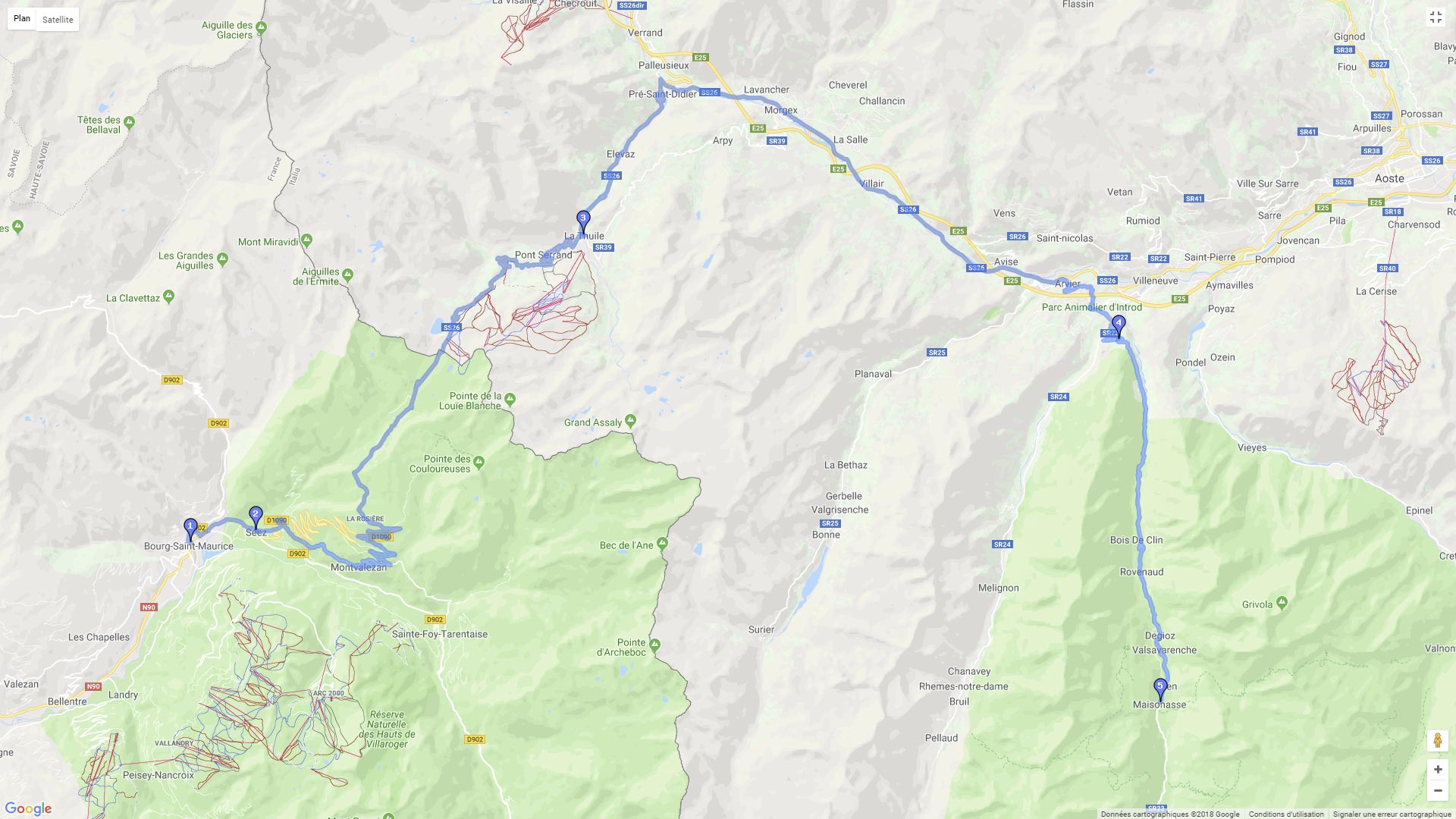 Pour zoomer sur la carte et avoir plus de détails, connectez-vous ! Carte roadbook Vallée du grand Paradiso