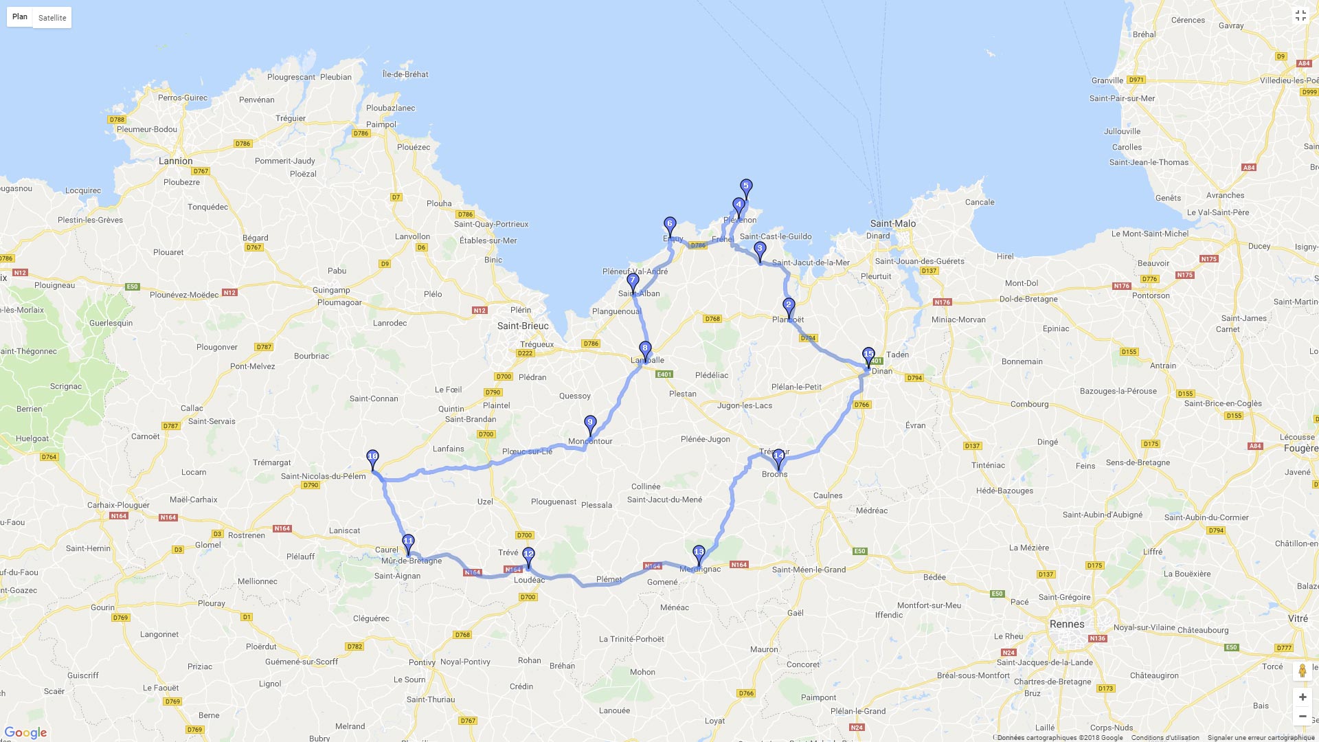 Pour zoomer sur la carte et avoir plus de détails, connectez-vous ! Carte roadbook Entre terre et mer