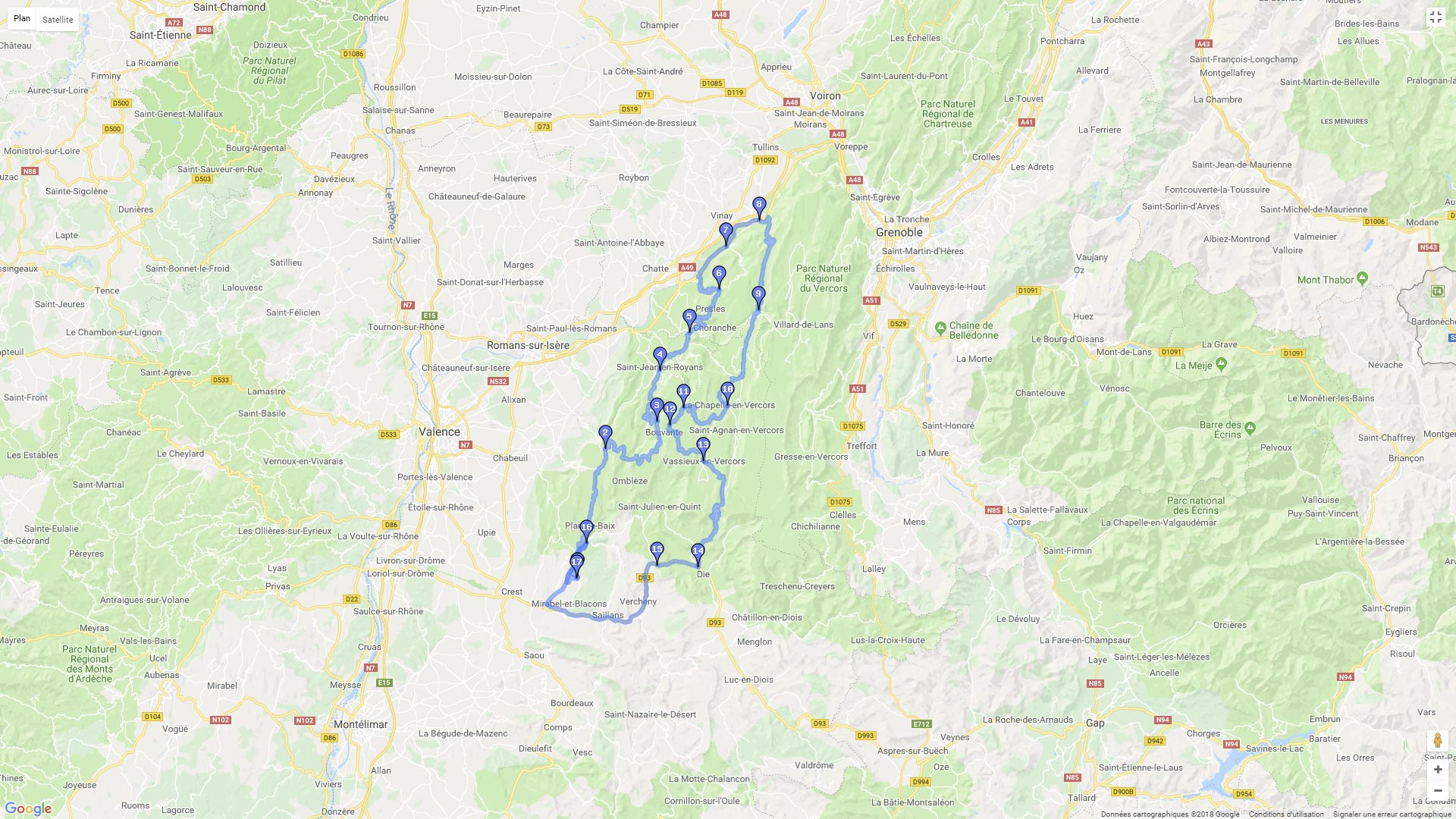 Pour zoomer sur la carte et avoir plus de détails, connectez-vous ! Carte roadbook Vercors