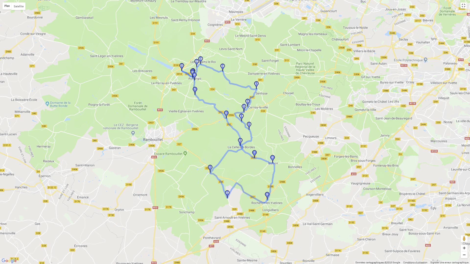 Pour zoomer sur la carte et avoir plus de détails, connectez-vous ! Carte roadbook Vallée de Chevreuse