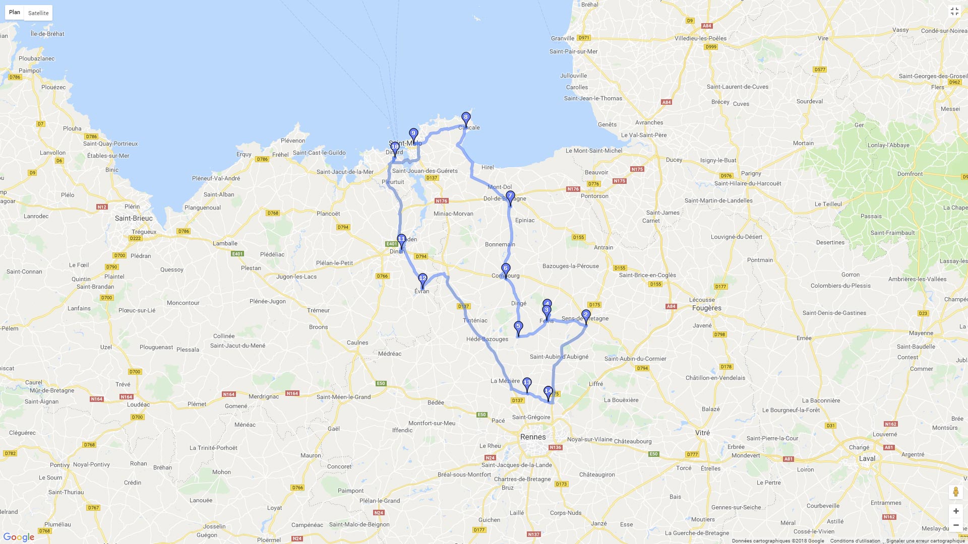 Pour zoomer sur la carte et avoir plus de détails, connectez-vous ! Carte roadbook Cote Emeraude