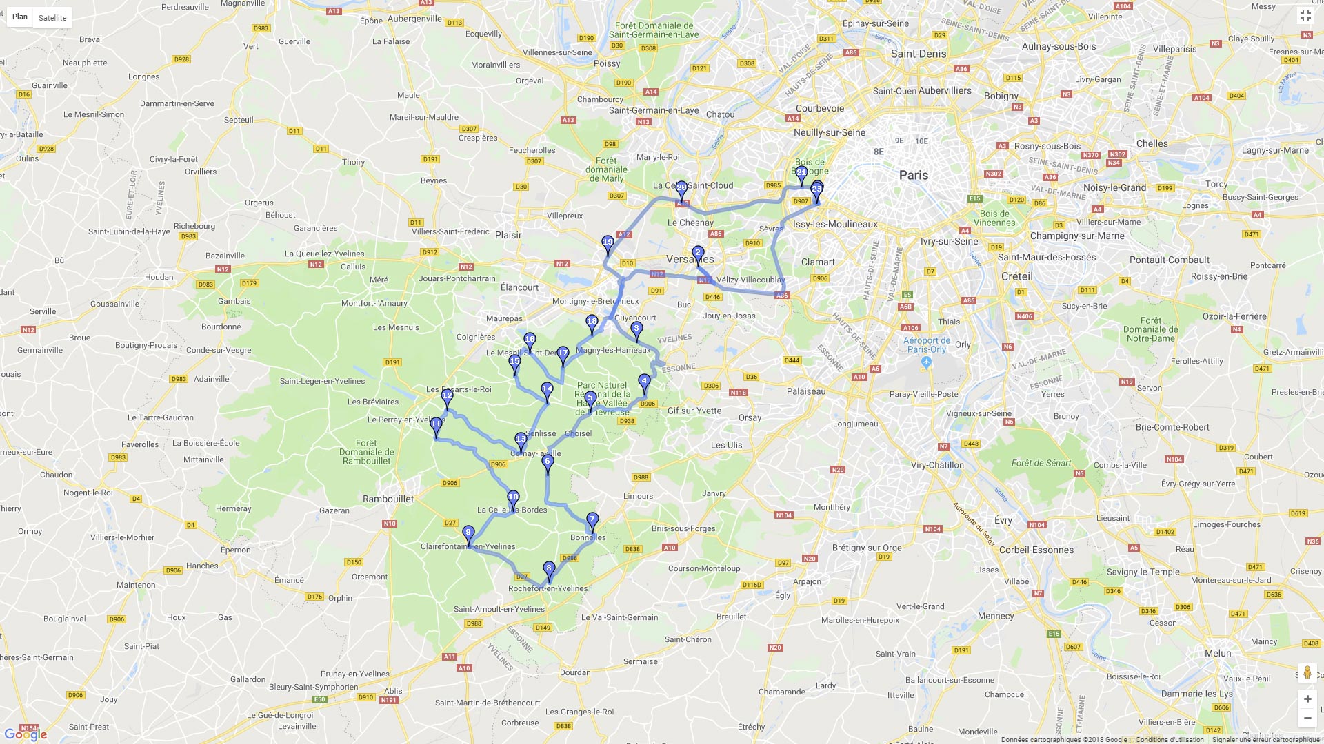 Pour zoomer sur la carte et avoir plus de détails, connectez-vous ! Carte roadbook Vallée de Chevreuse