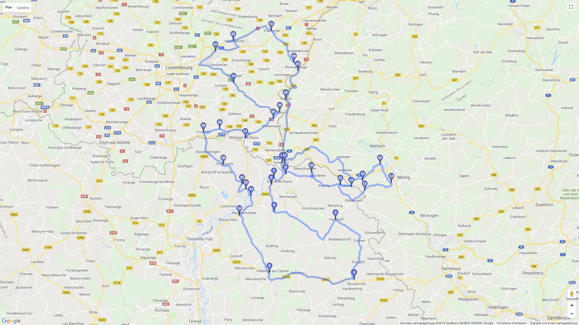 Pour zoomer sur la carte et avoir plus de détails, connectez-vous ! Carte roadbook Balade des 3 frontières