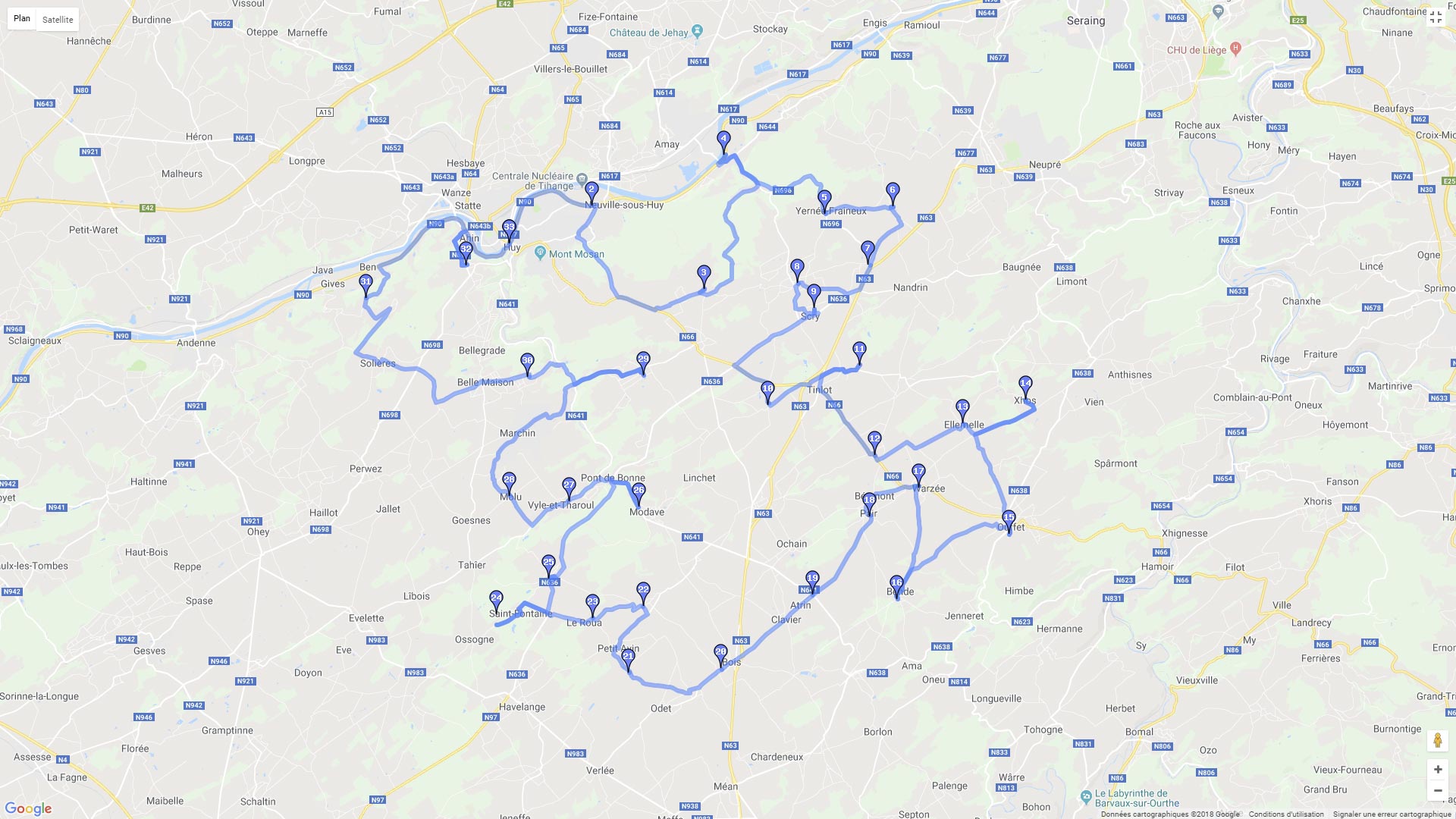 Pour zoomer sur la carte et avoir plus de détails, connectez-vous ! Carte roadbook La route romantique