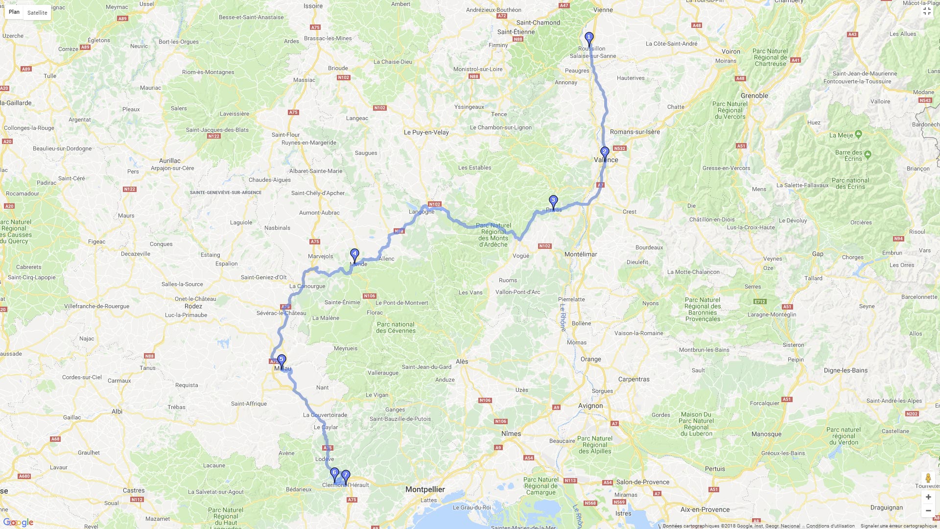 Pour zoomer sur la carte et avoir plus de détails, connectez-vous ! Carte roadbook Parcs national du Pilat et des Cévennes