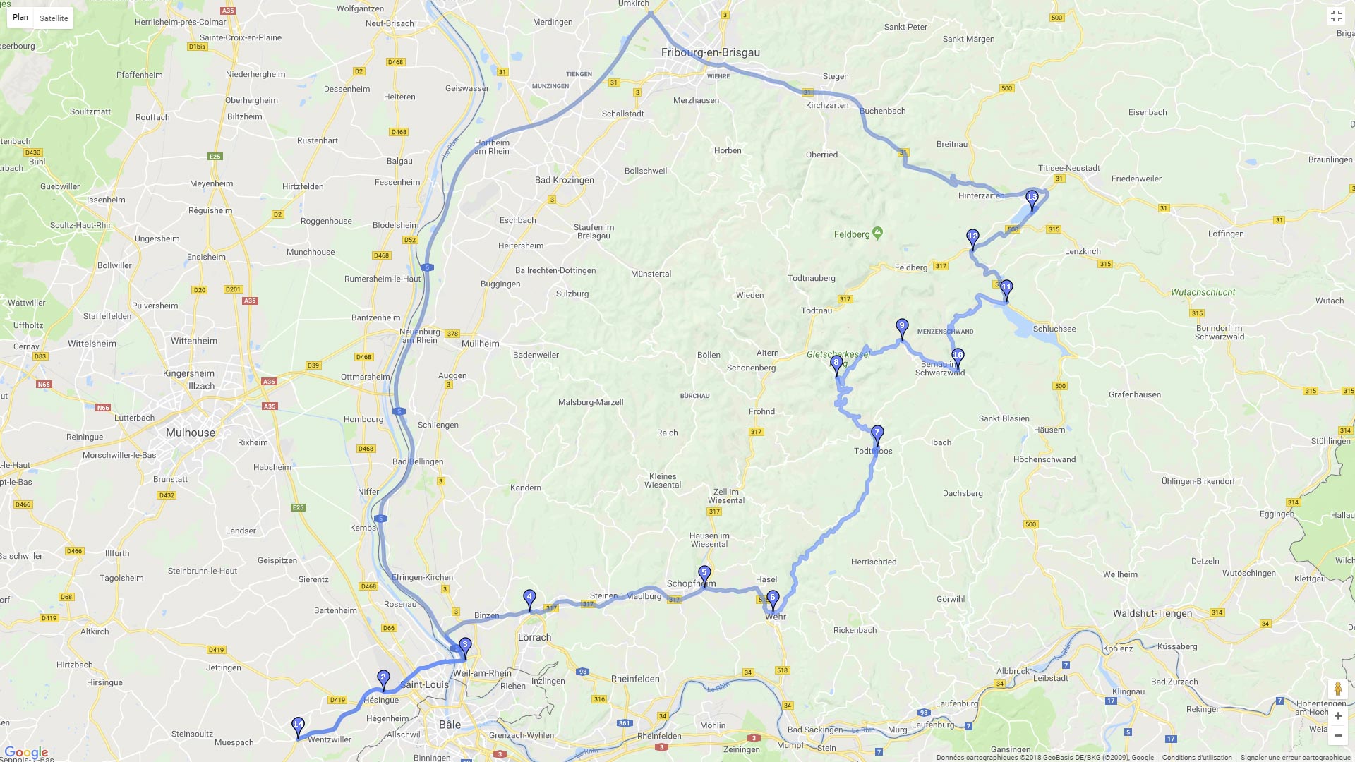 Pour zoomer sur la carte et avoir plus de détails, connectez-vous ! Carte roadbook Lac du Titisé
