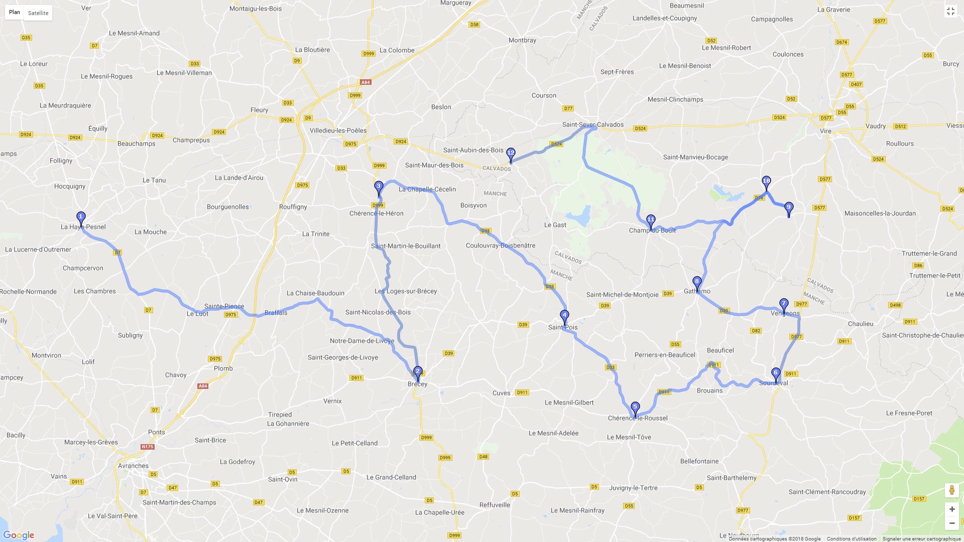 Pour zoomer sur la carte et avoir plus de détails, connectez-vous ! Carte roadbook Vers le Mt St Michel