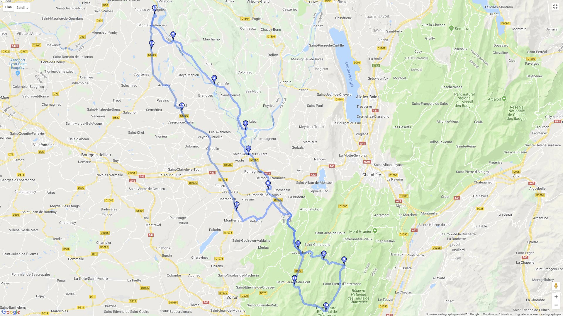 Pour zoomer sur la carte et avoir plus de détails, connectez-vous ! Carte roadbook La Chartreuse