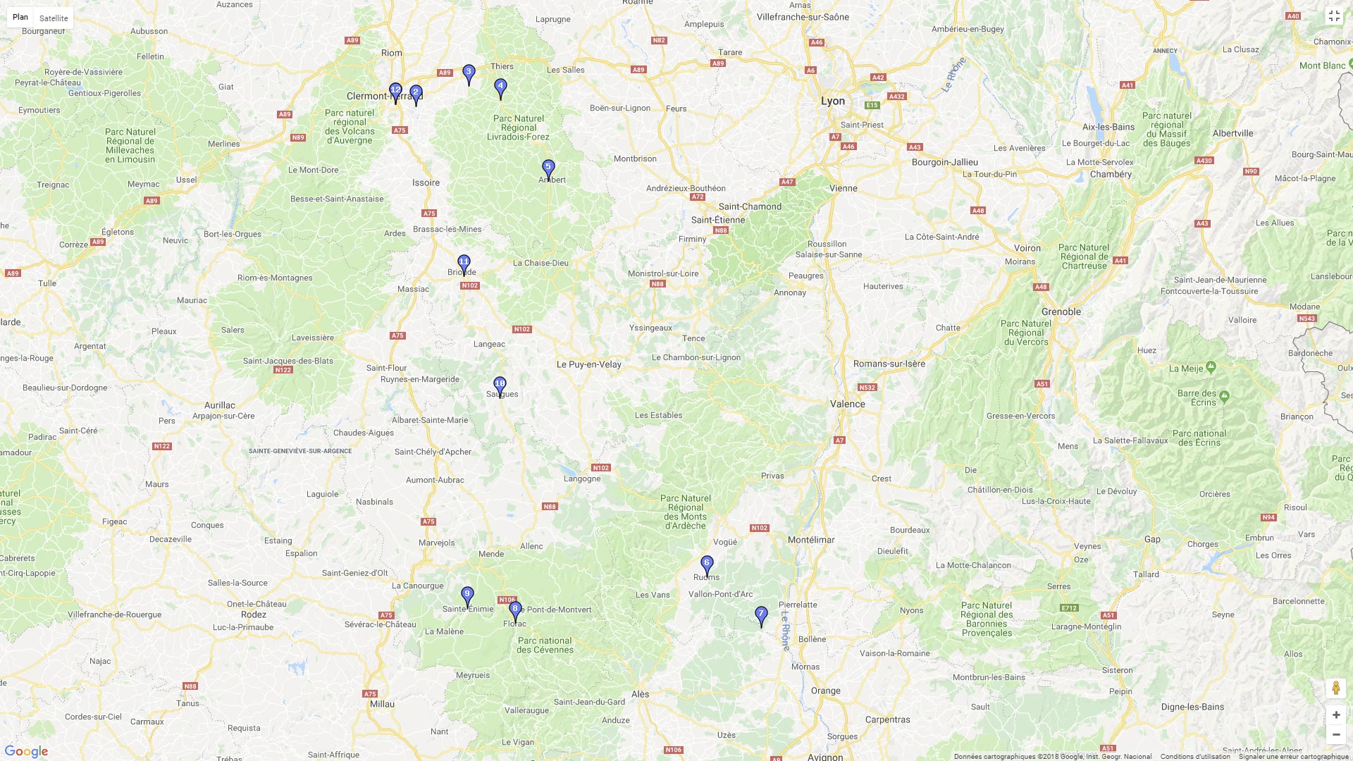 Pour zoomer sur la carte et avoir plus de détails, connectez-vous ! Carte roadbook Gorges Ardèche / Tarn
