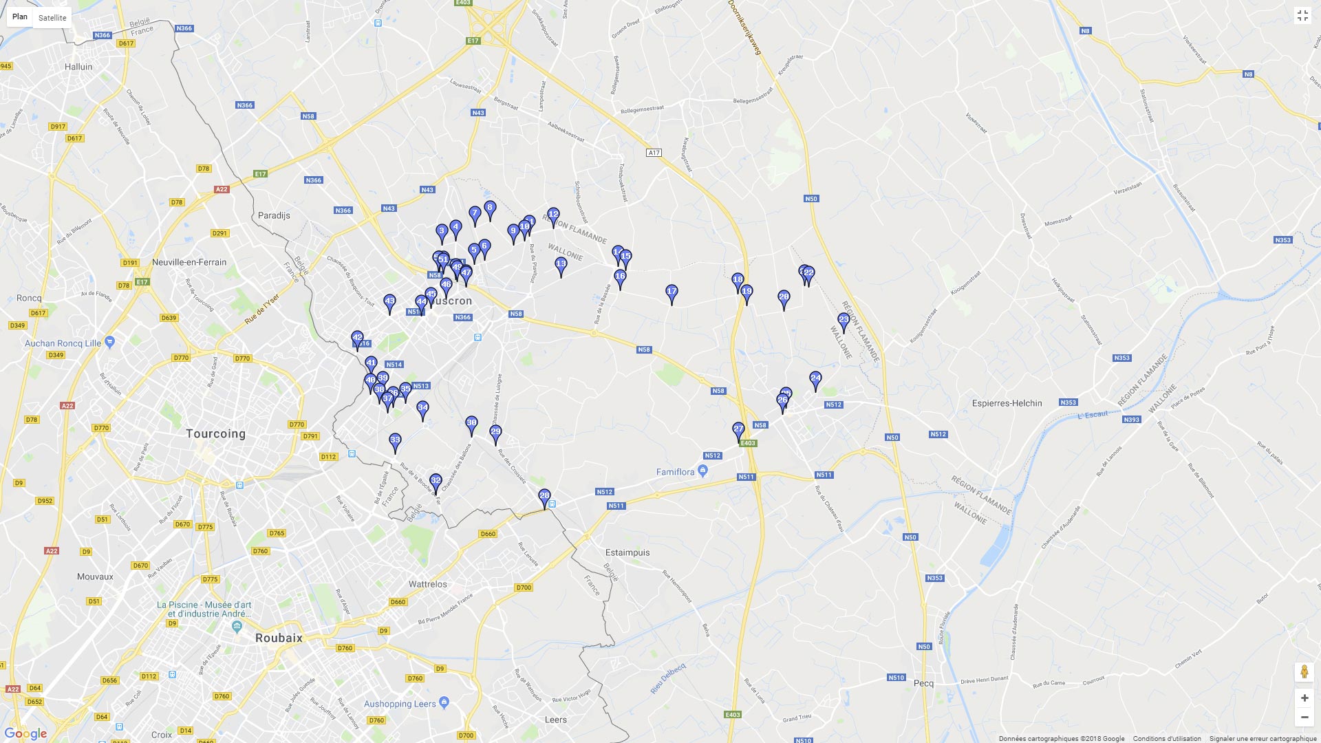 Pour zoomer sur la carte et avoir plus de détails, connectez-vous ! Carte roadbook Mouscron