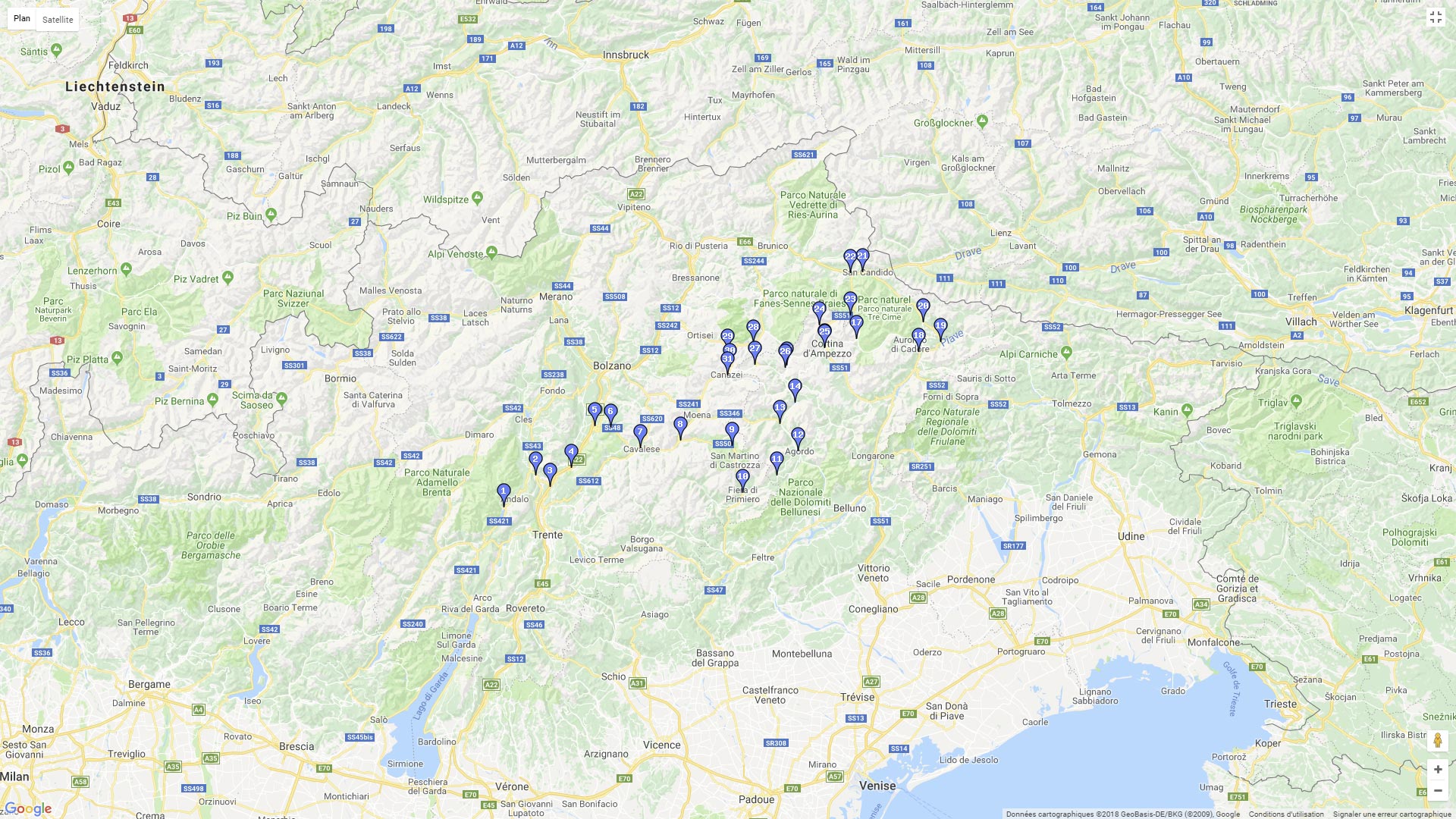 Pour zoomer sur la carte et avoir plus de détails, connectez-vous ! Carte roadbook Dolomites