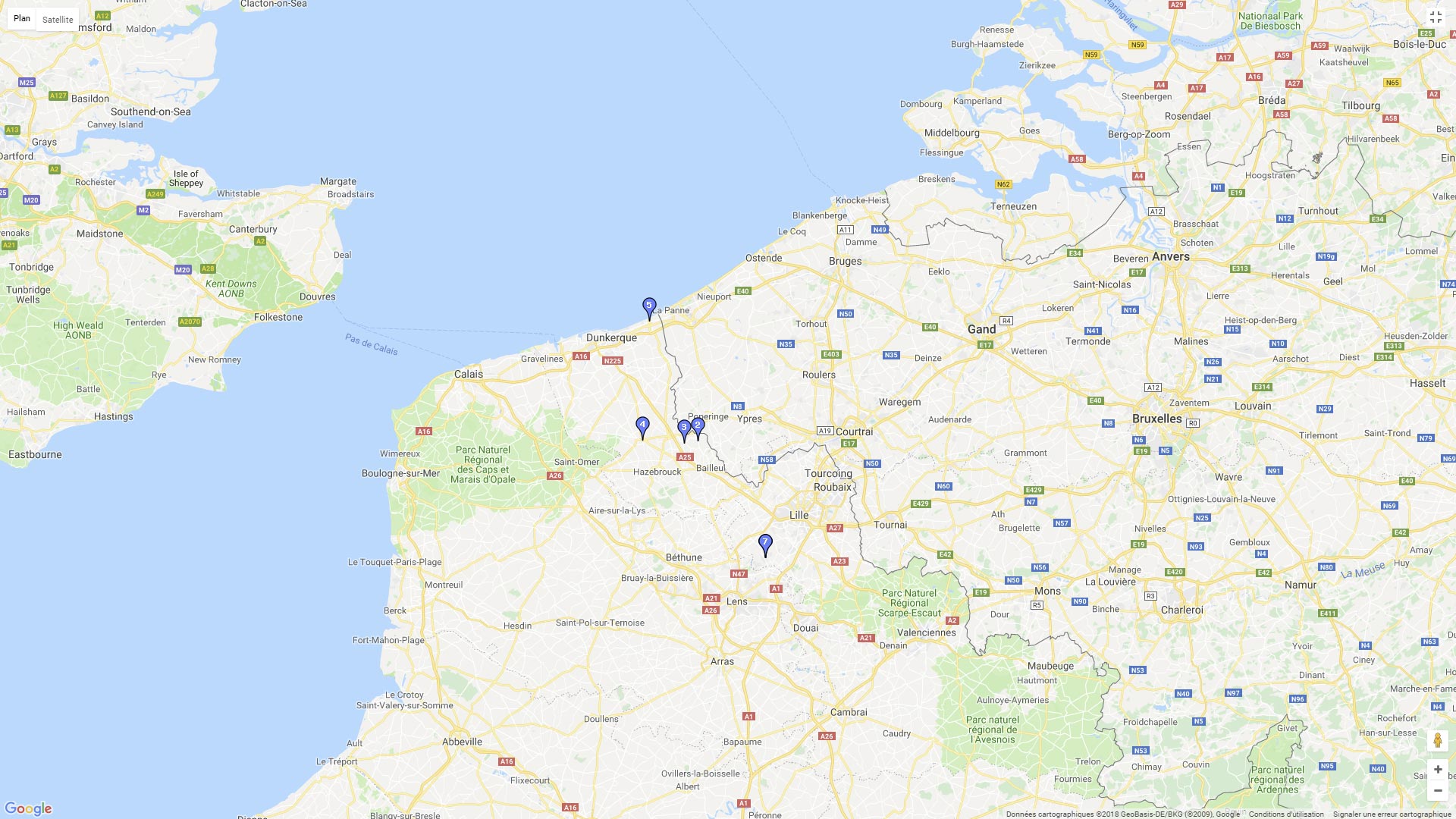 Pour zoomer sur la carte et avoir plus de détails, connectez-vous ! Carte roadbook Les monts et la mer du nord