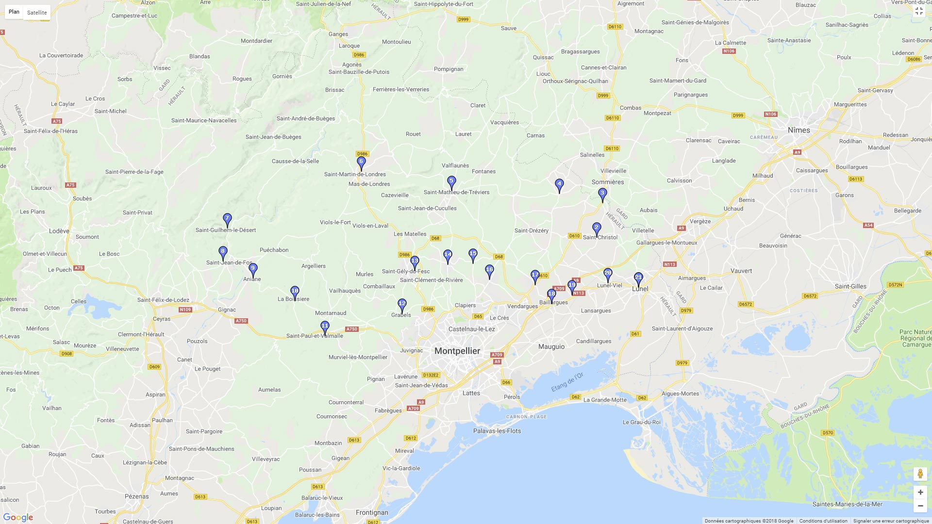 Pour zoomer sur la carte et avoir plus de détails, connectez-vous ! Carte roadbook Autour de Montpellier