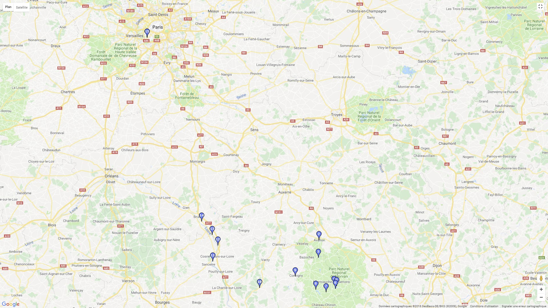 Pour zoomer sur la carte et avoir plus de détails, connectez-vous ! Carte roadbook Direction Morvan