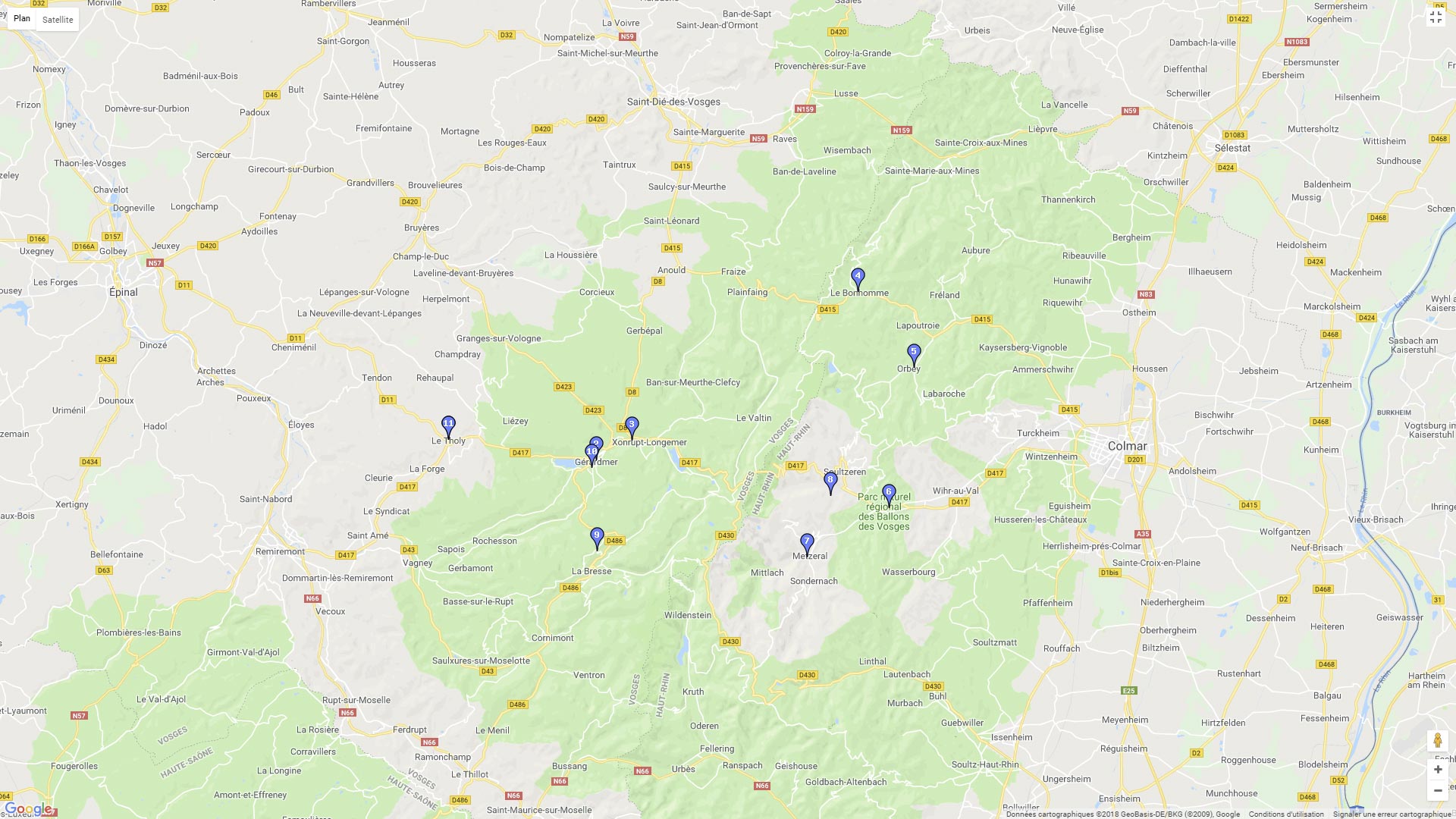 Pour zoomer sur la carte et avoir plus de détails, connectez-vous ! Carte roadbook Les crêtes des Vosges
