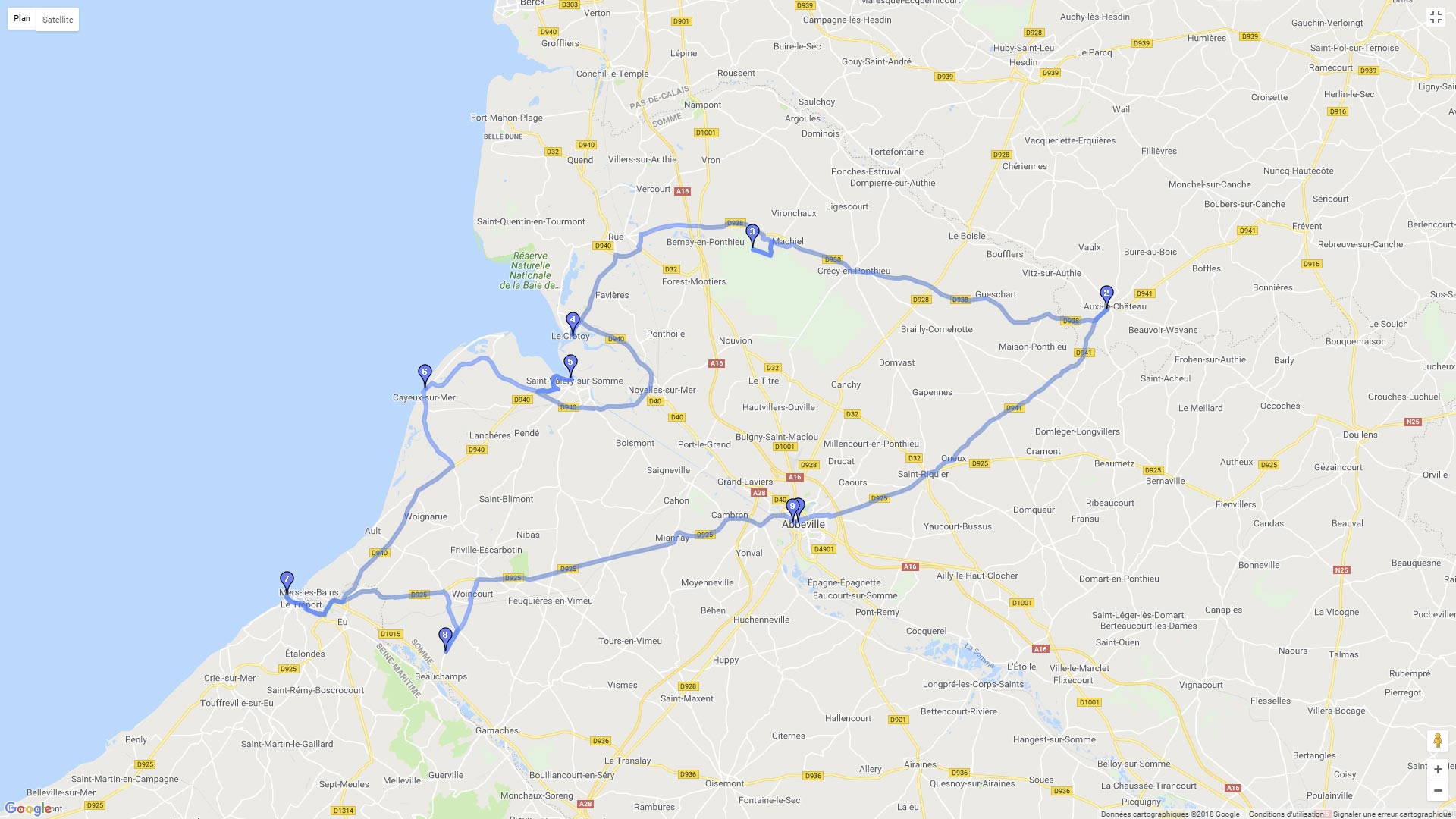 Pour zoomer sur la carte et avoir plus de détails, connectez-vous ! Carte roadbook La Somme