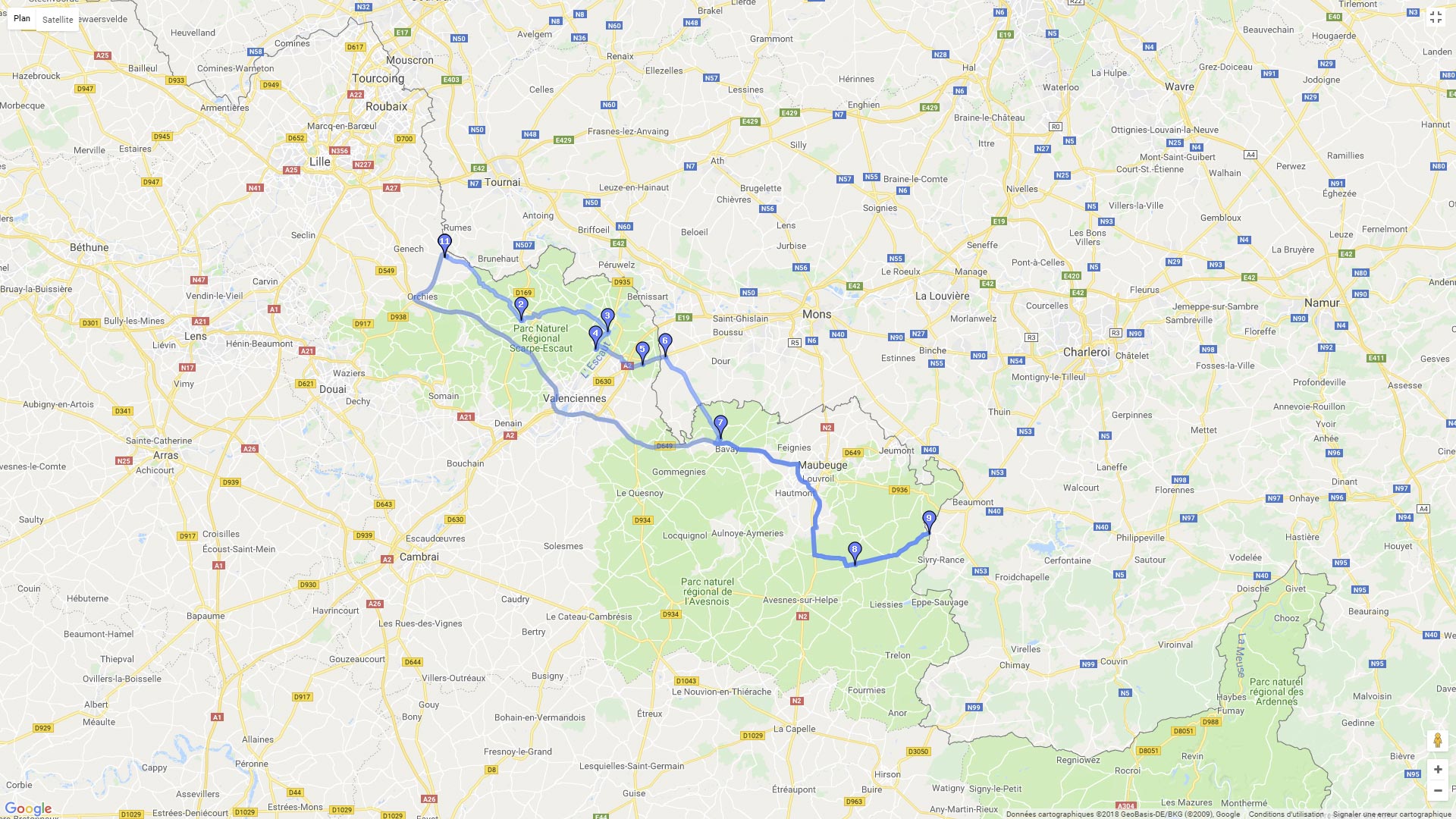 Pour zoomer sur la carte et avoir plus de détails, connectez-vous ! Carte roadbook Parc naturel régional du Nord Pas de Calais