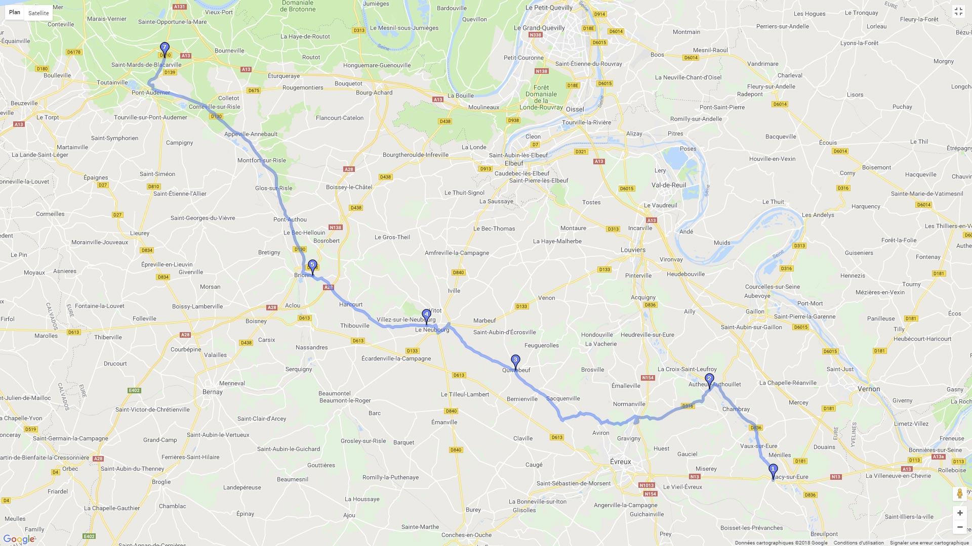 Pour zoomer sur la carte et avoir plus de détails, connectez-vous ! Carte roadbook Forêt Domaniale de Brotonne