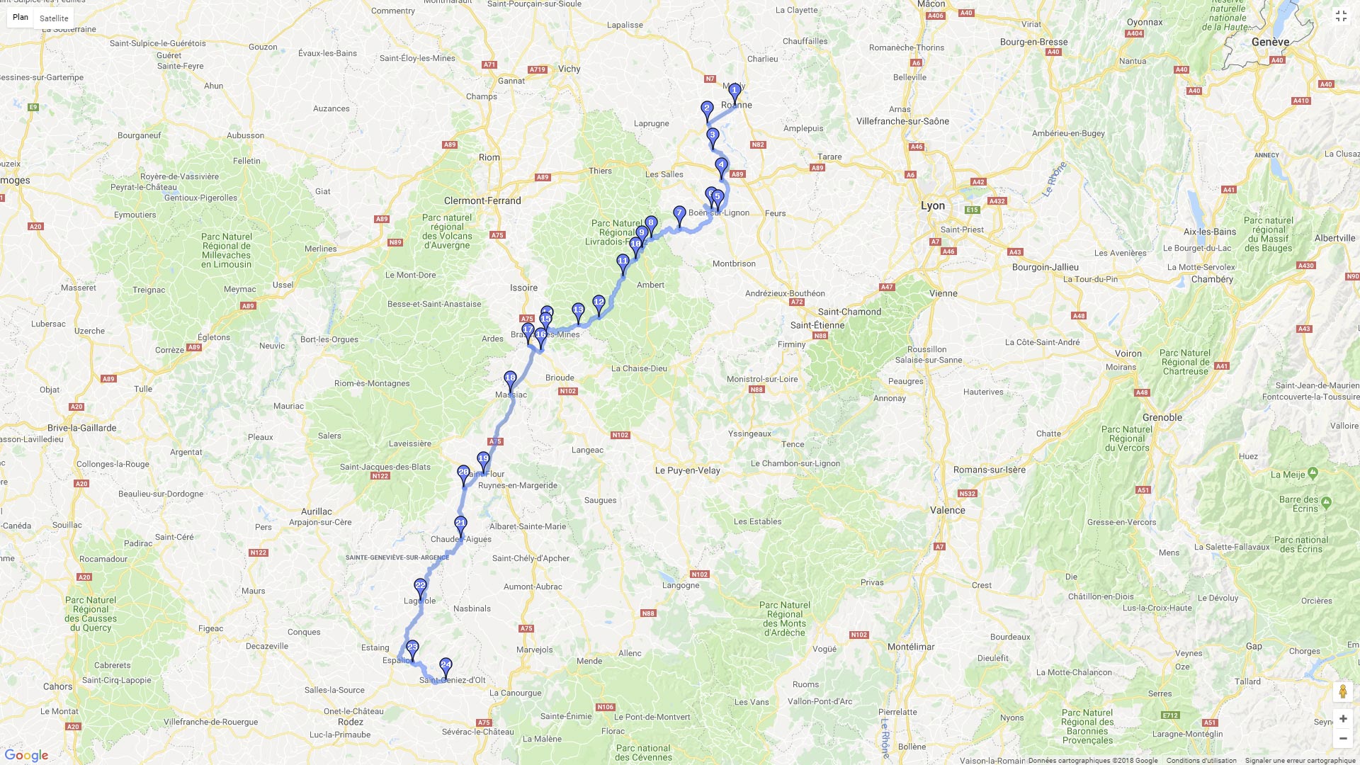 Pour zoomer sur la carte et avoir plus de détails, connectez-vous ! Carte roadbook Gorges du Tarn