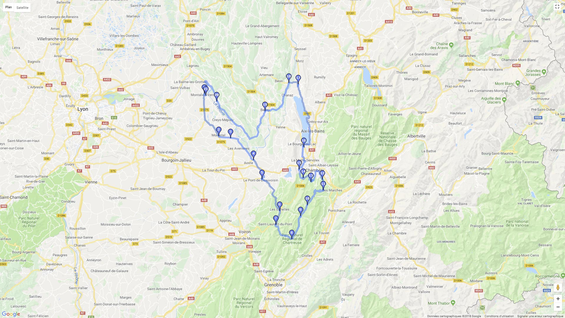 Pour zoomer sur la carte et avoir plus de détails, connectez-vous ! Carte roadbook La Haute Chartreuse