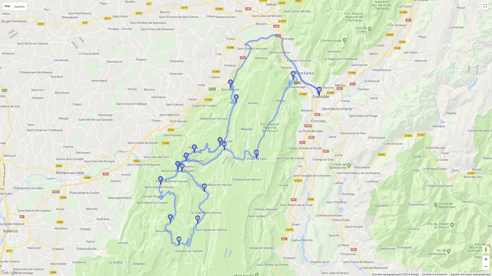 Pour zoomer sur la carte et avoir plus de détails, connectez-vous ! Carte roadbook Vercors fantastique