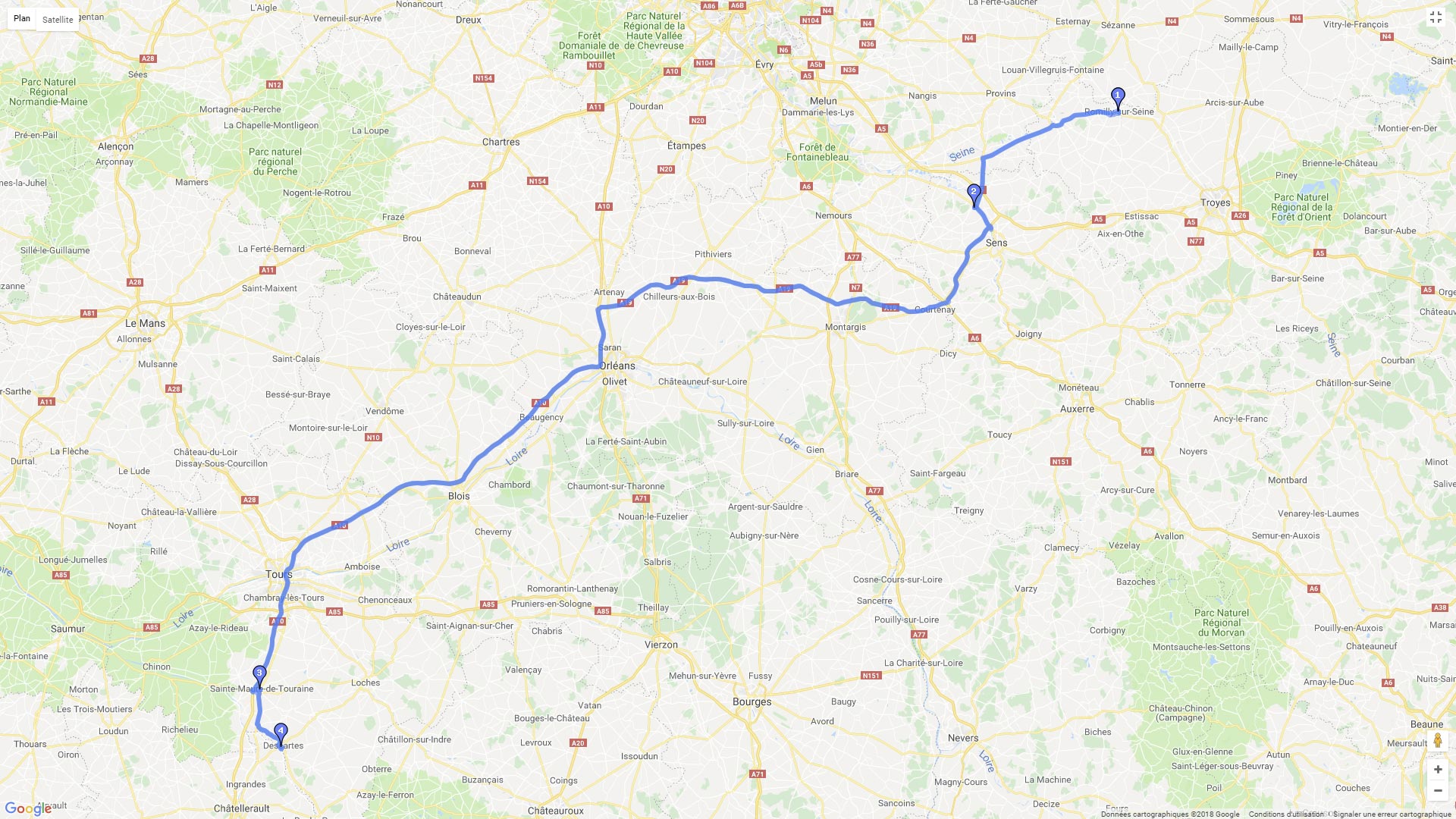 Pour zoomer sur la carte et avoir plus de détails, connectez-vous ! Carte roadbook Virée à Descartes